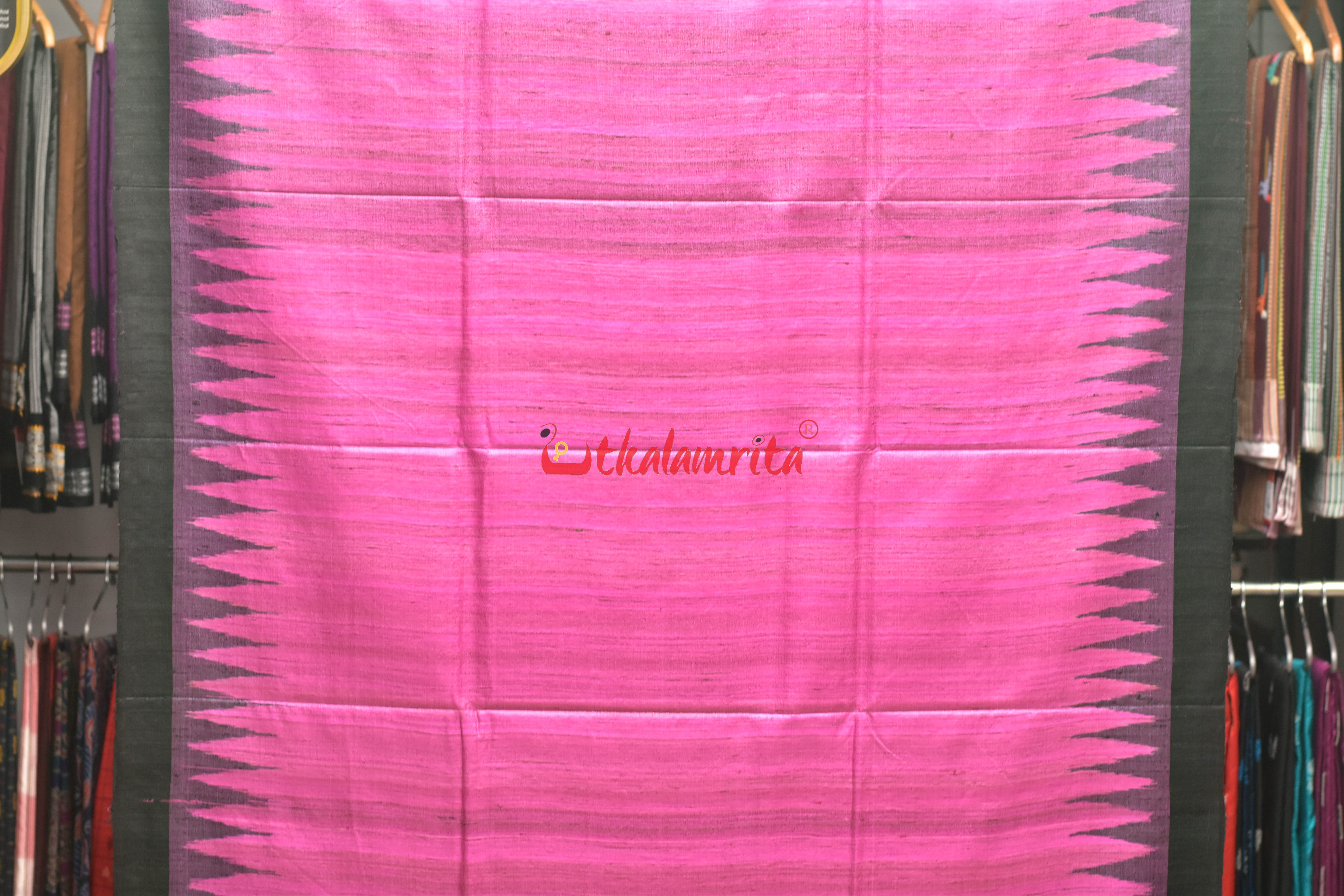 Magenta Pink Tussar Ghicha Silk Saree