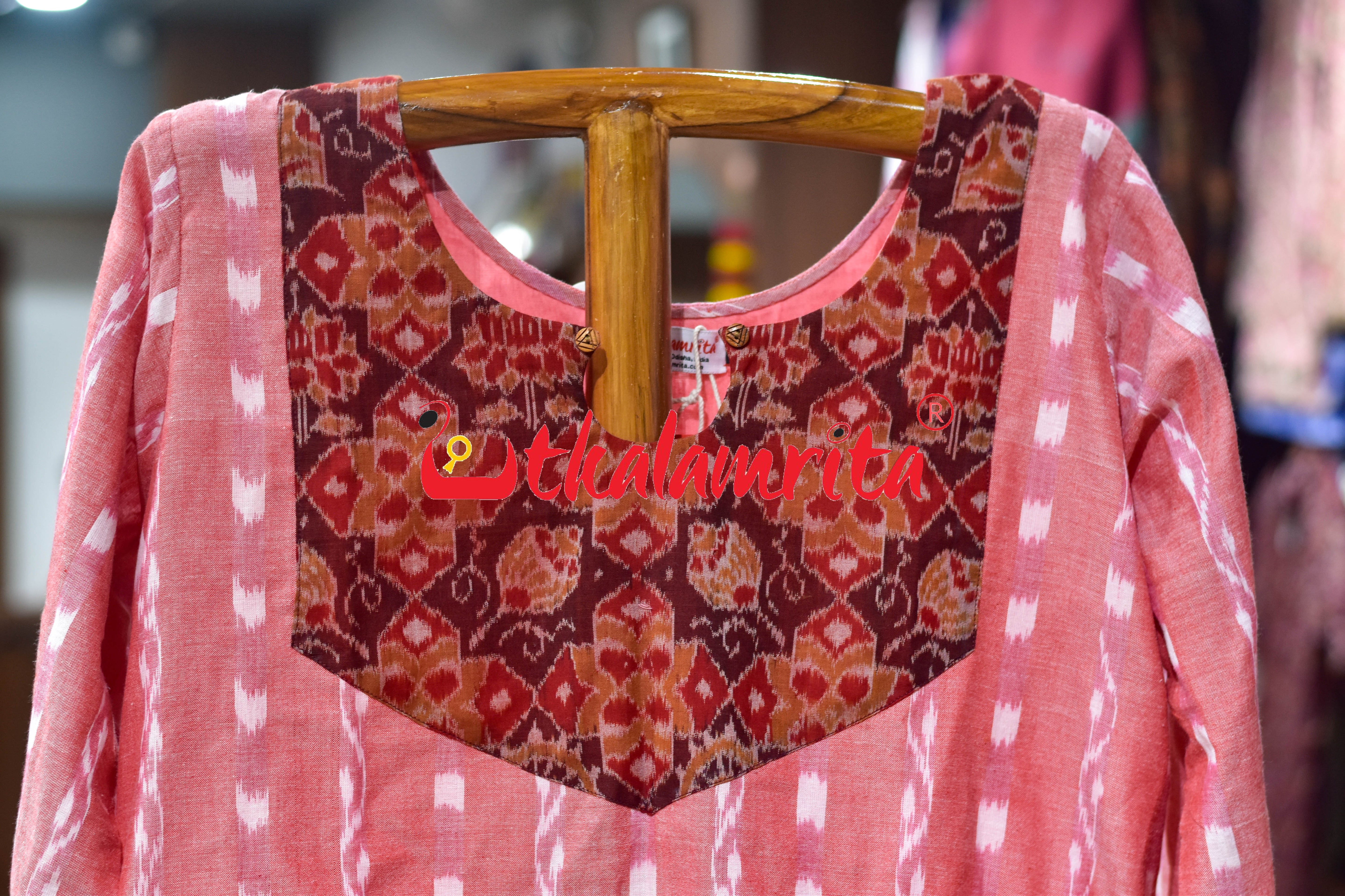 Peach Tipa Mala Padma Sankha (Ladies' Kurti)