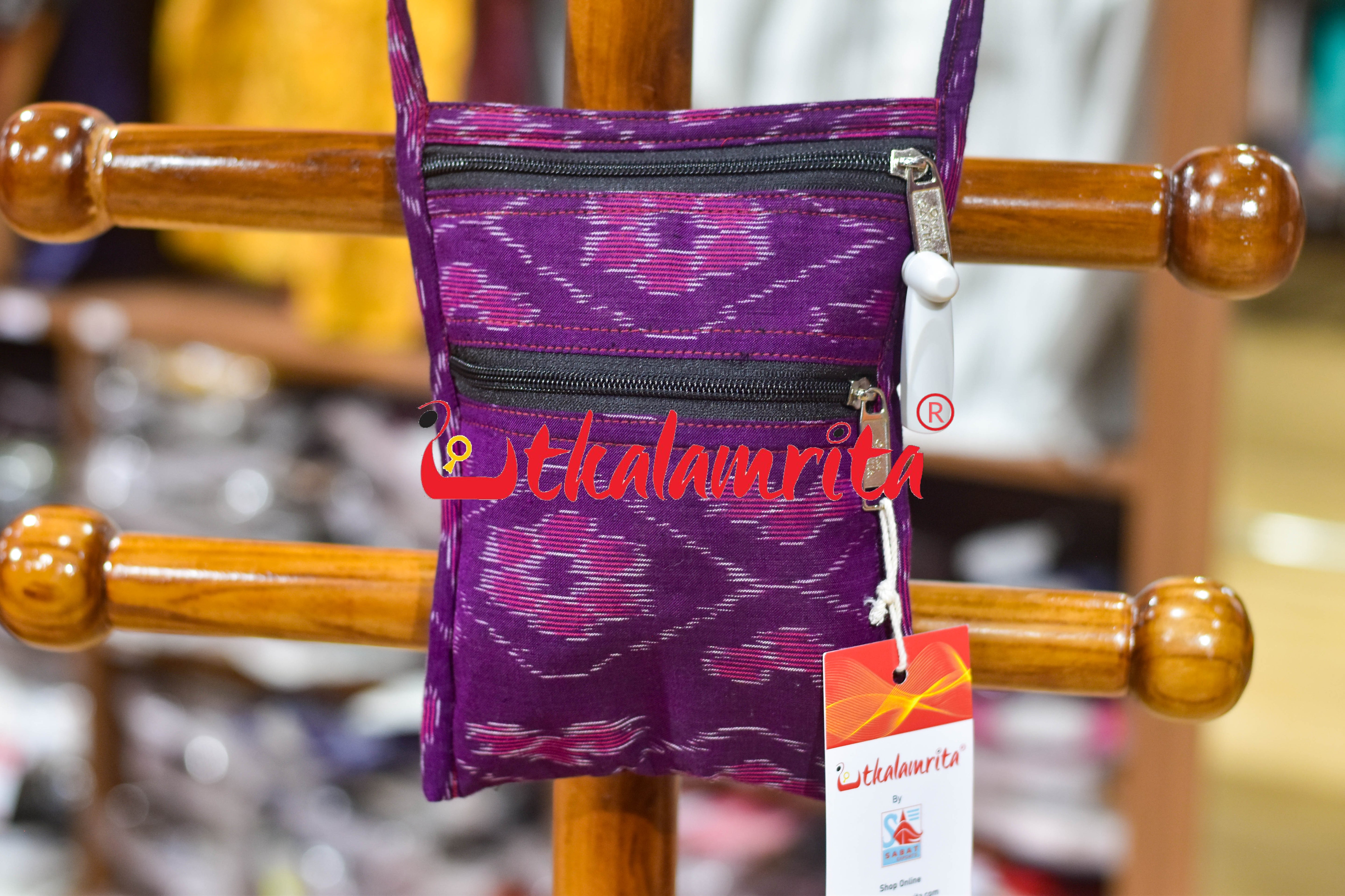 Purple Wavy Flower Bandha Mobile Sling Bag