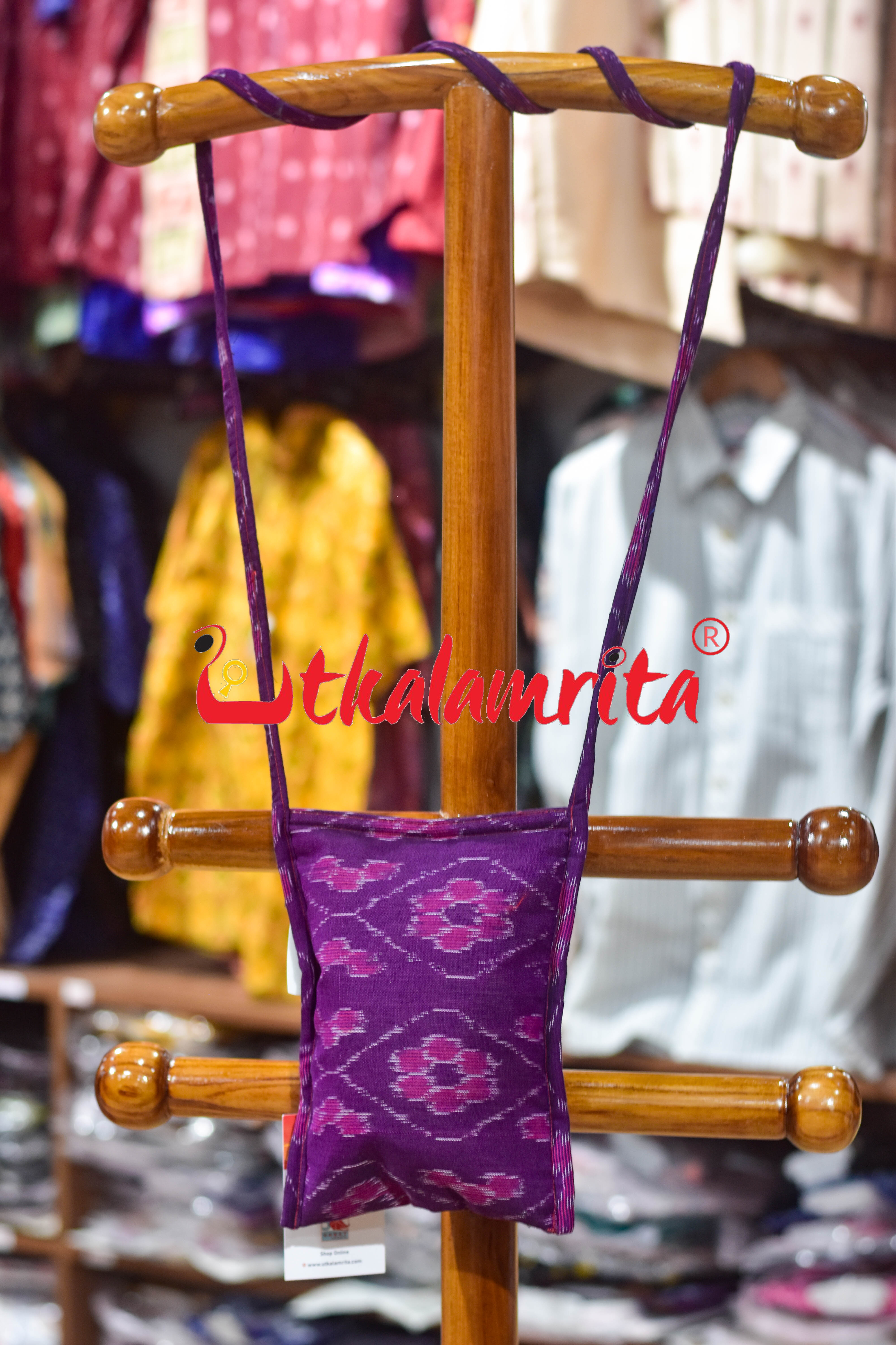 Purple Wavy Flower Bandha Mobile Sling Bag
