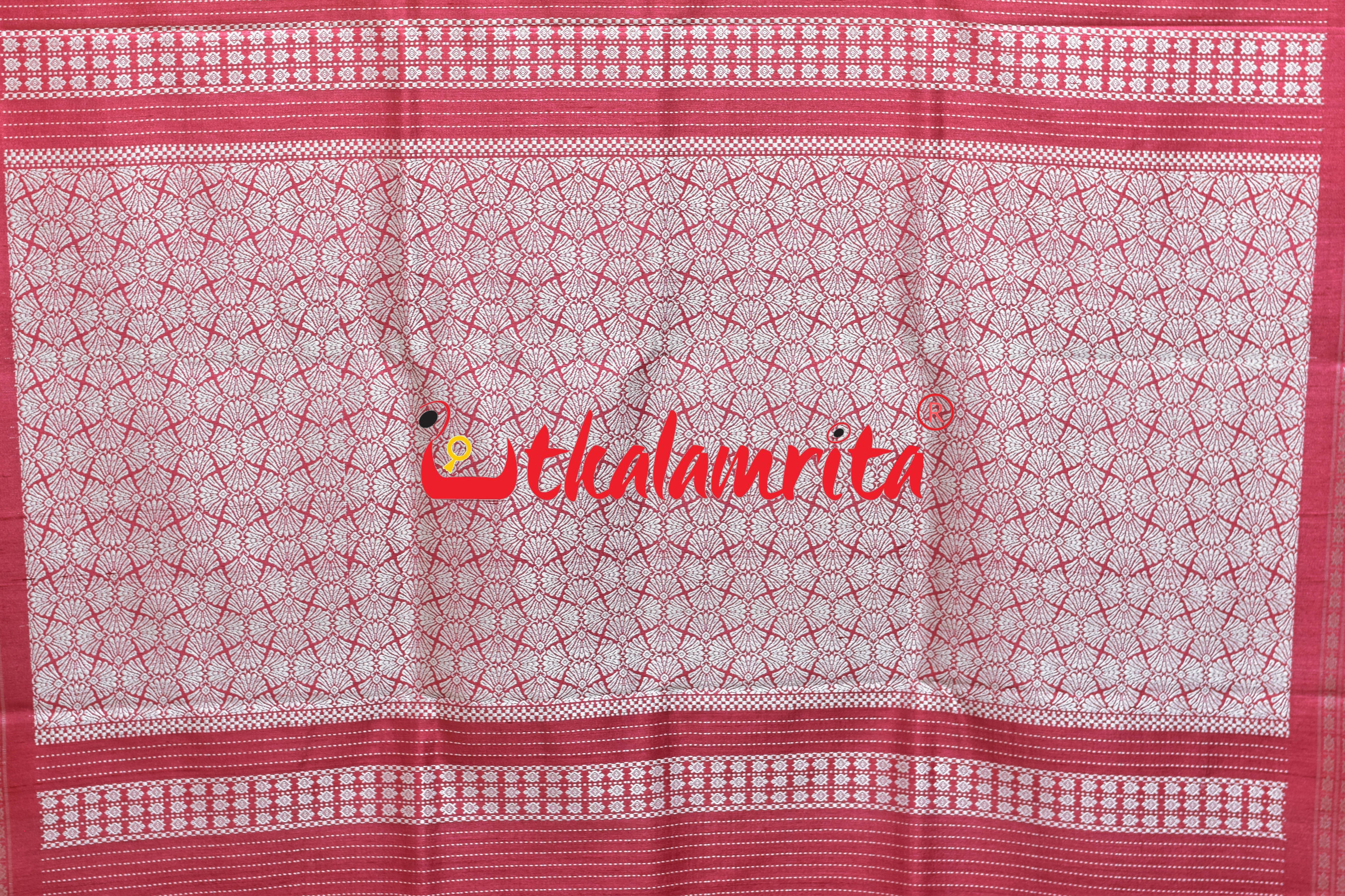 Golden Red Japanese Fan Gopalpur Tussar Saree