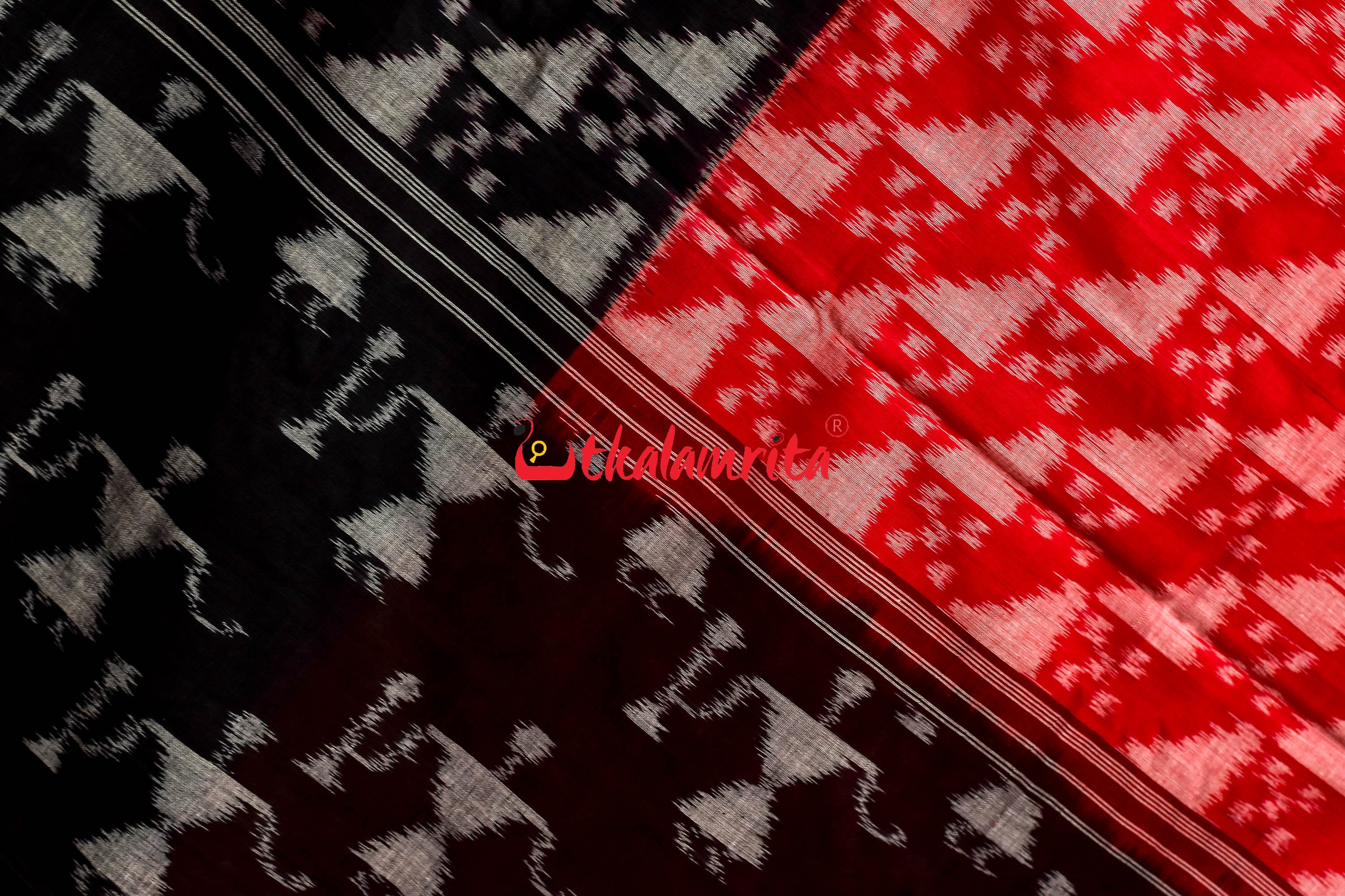 Red Black Scot Pasapali Tribal Anchal Khandua Cotton Saree