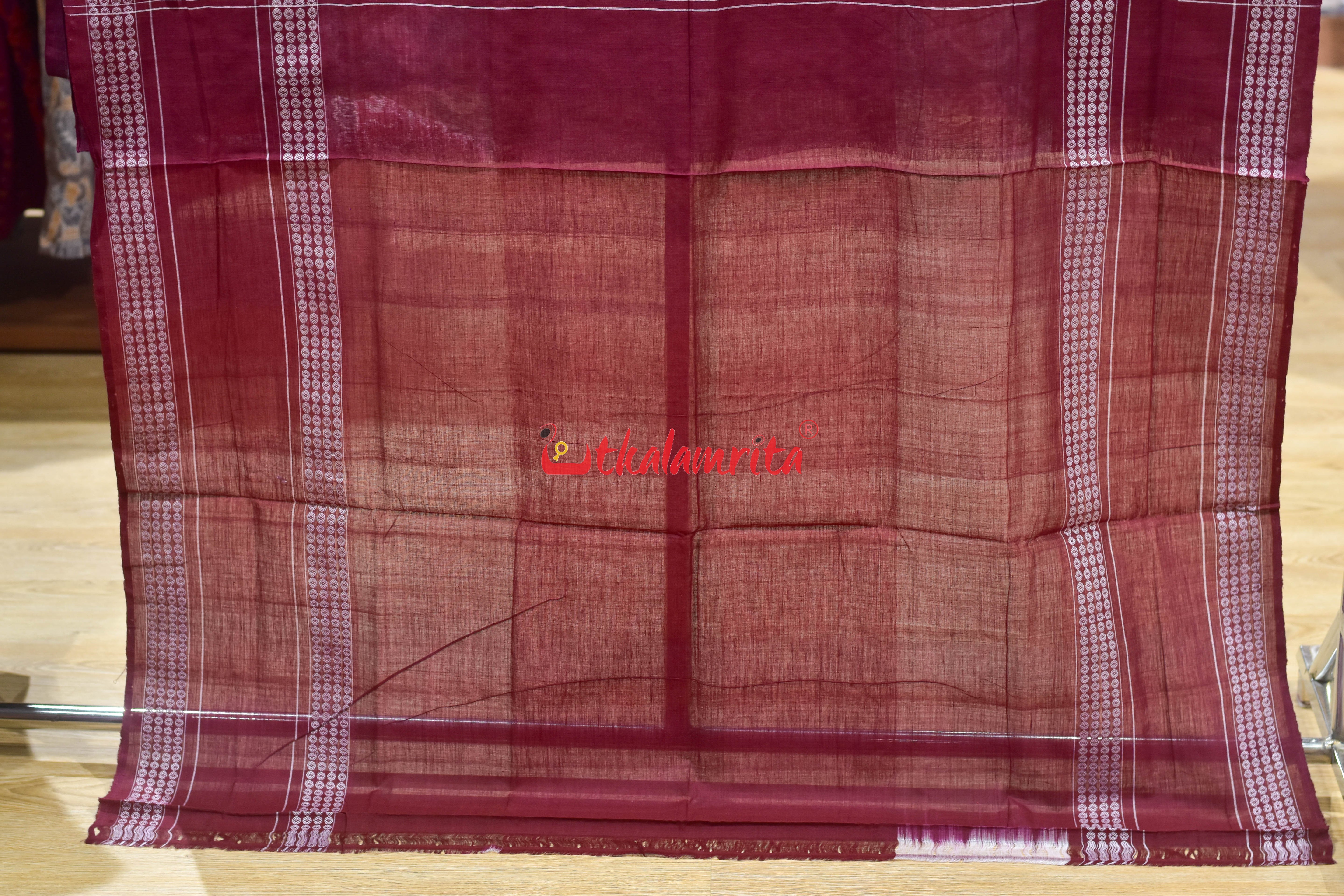 Maroon Konark With Big Border Sambalpuri Cotton Saree
