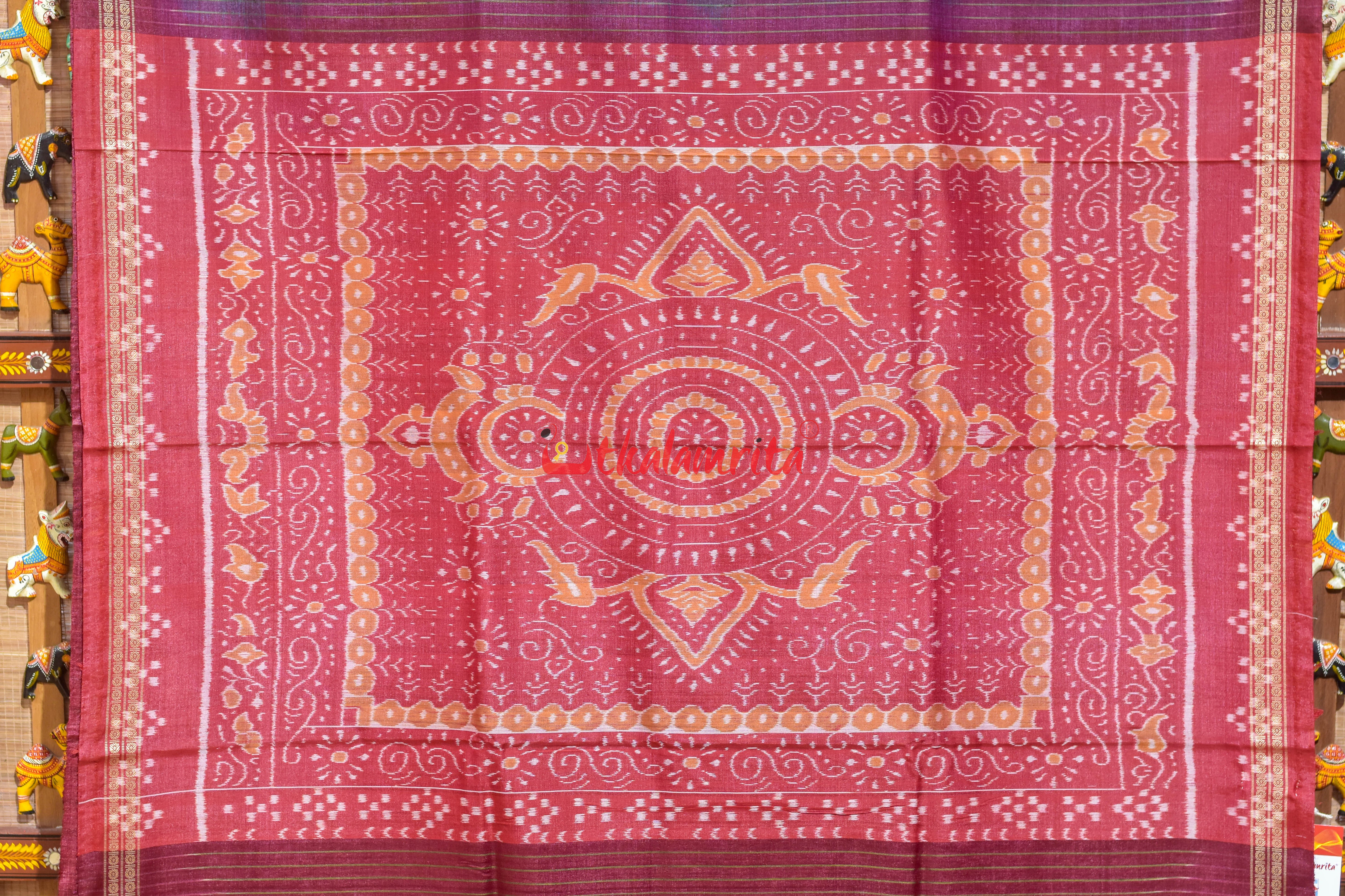 Olive Maroon Traditional Design Gopalpur Tussar Silk Saree