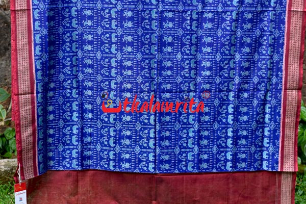 Hathi Tribal Blue Sambalpuri Cotton Saree
