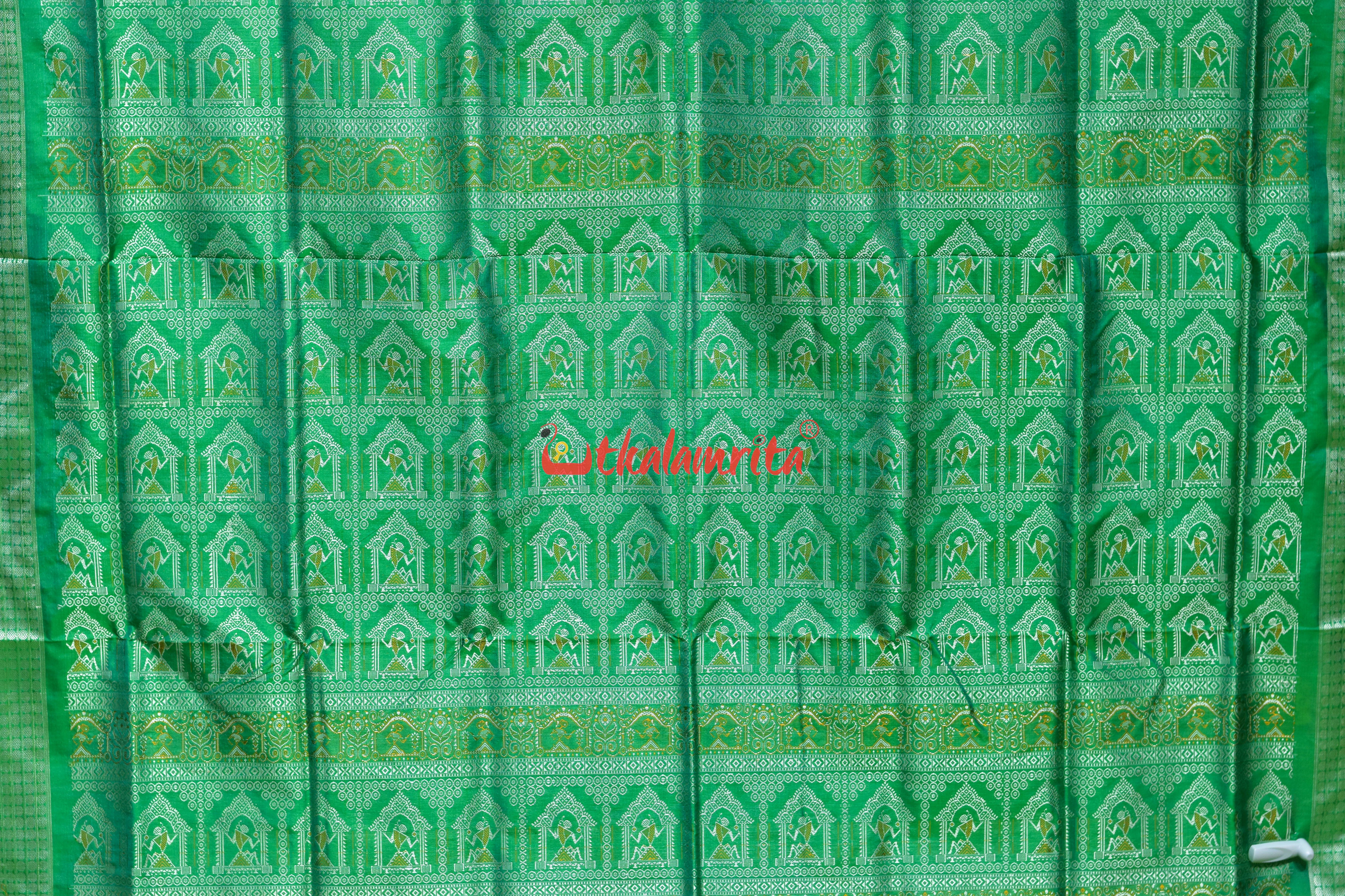 Red Green Tribals Mukuta Bomkai Silk Saree