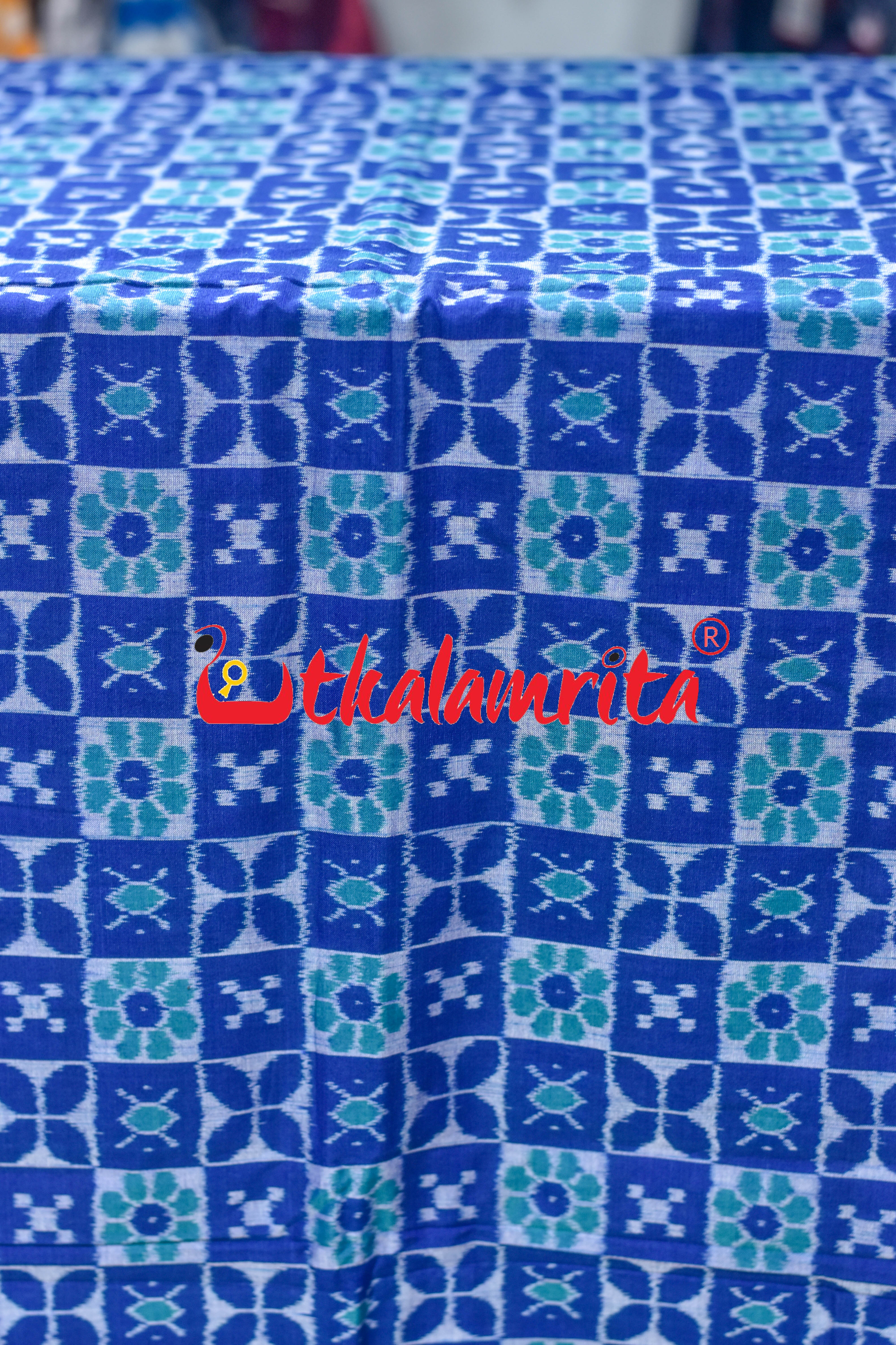 Blue 3D Flower Pasapali Sambalpuri Cotton (Fabric)