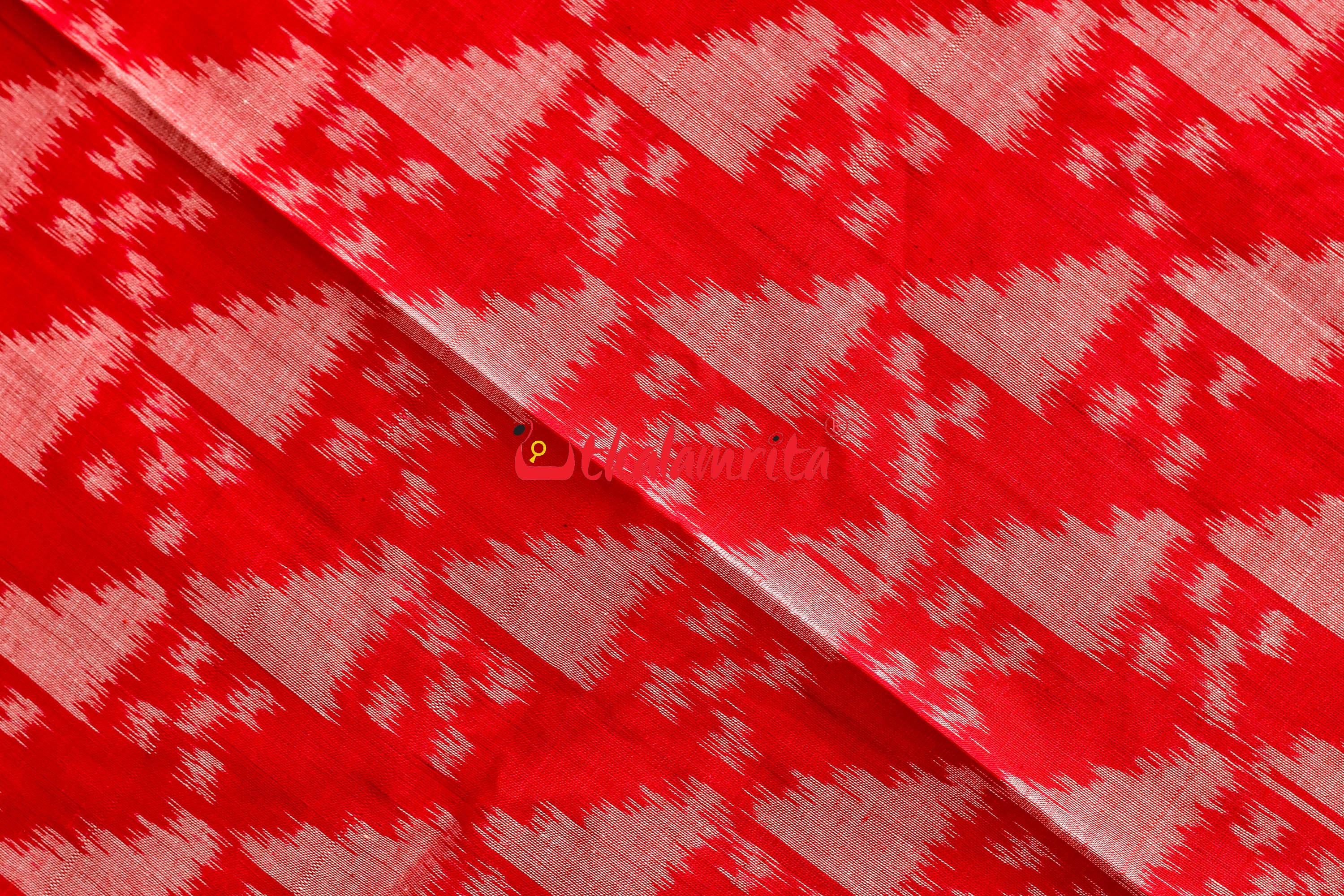 Red Black Scot Pasapali Tribal Anchal Khandua Cotton Saree