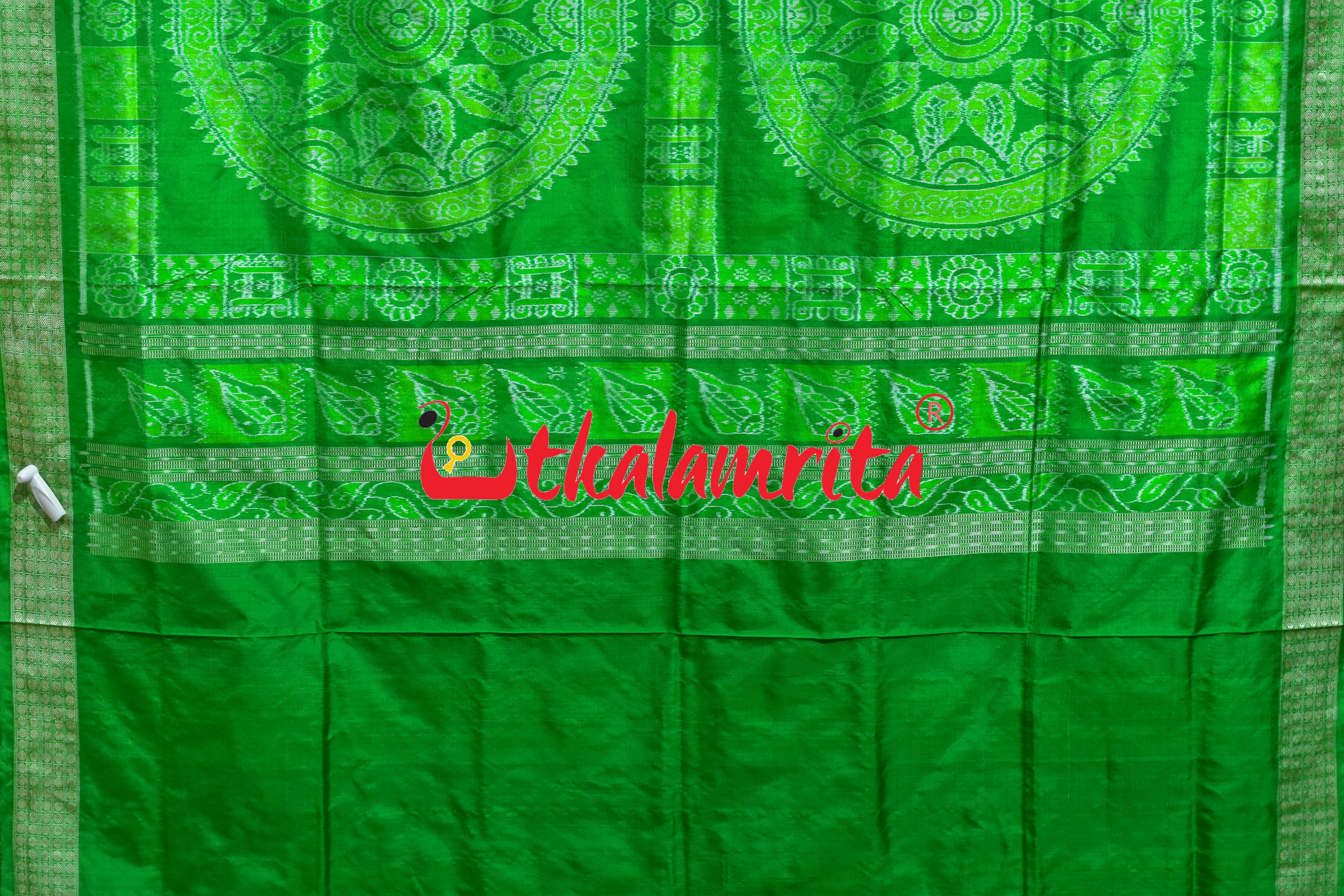 Light Green Lakhmi Pada Sambalpuri Silk Saree
