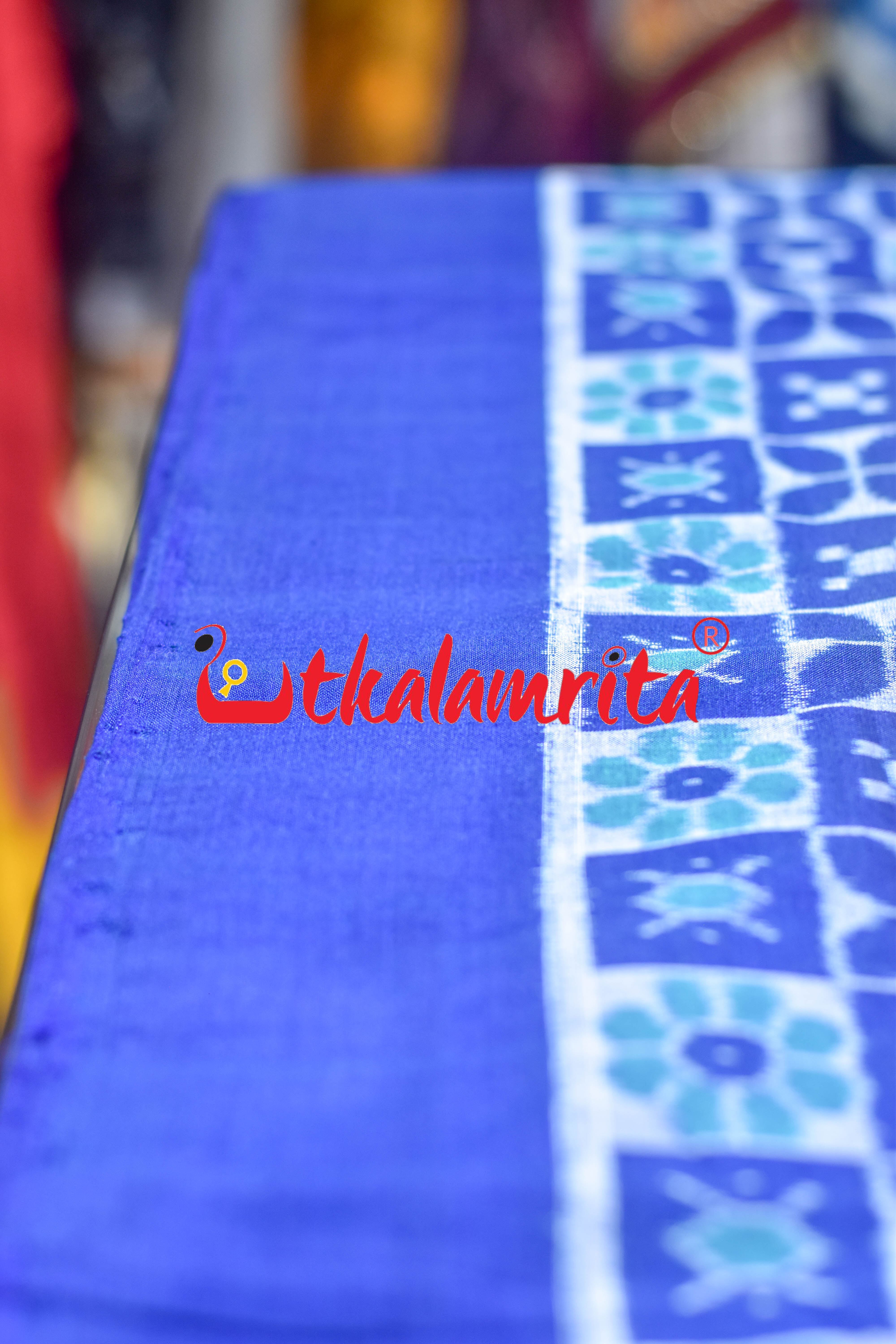 Blue 3D Flower Pasapali Sambalpuri Cotton (Fabric)