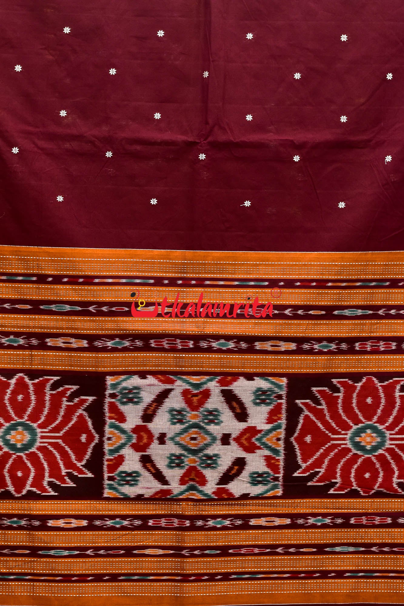 Maroon Yellow Pittala Cotton Saree