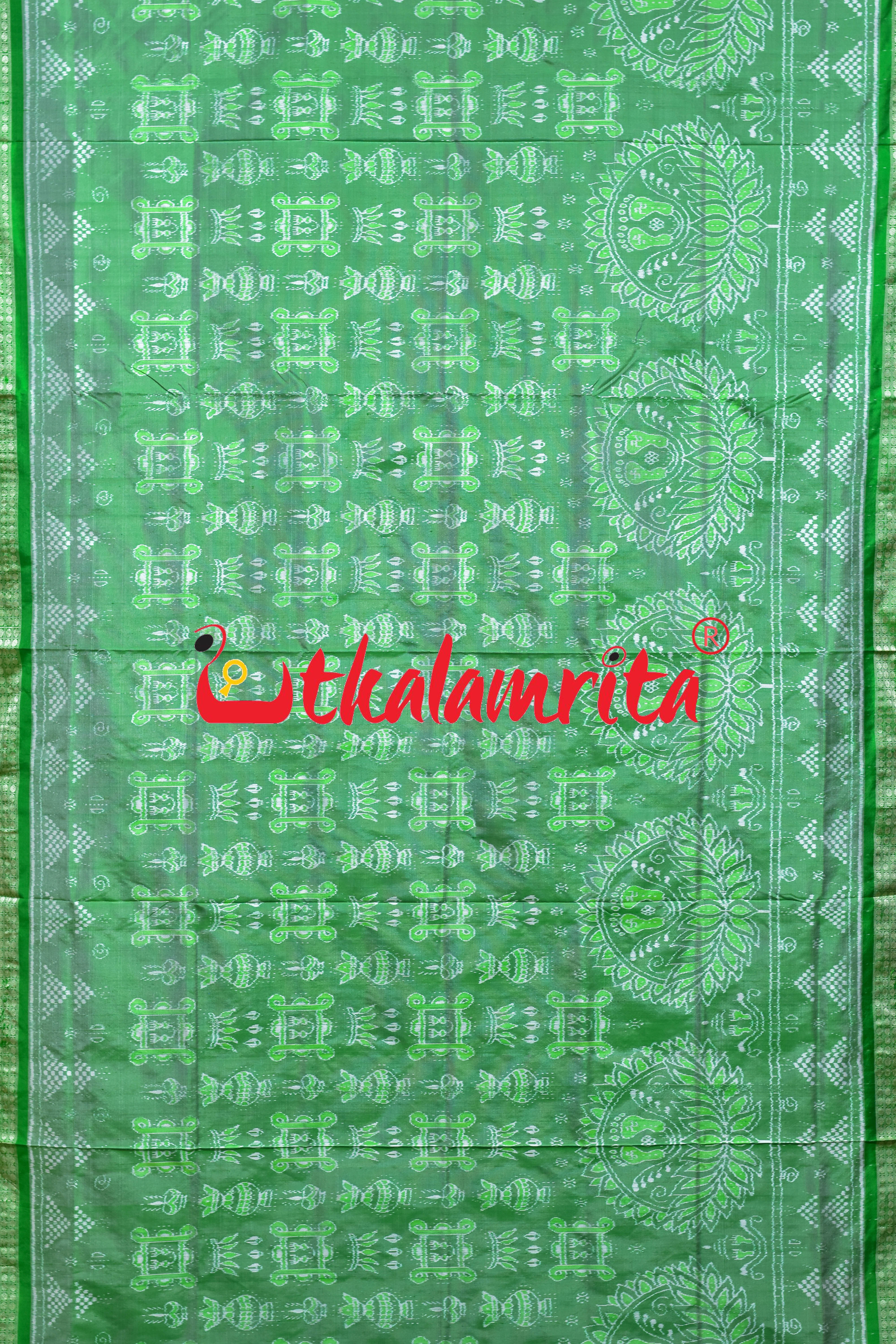 Light Green Lakhmi Pada Sambalpuri Silk Saree