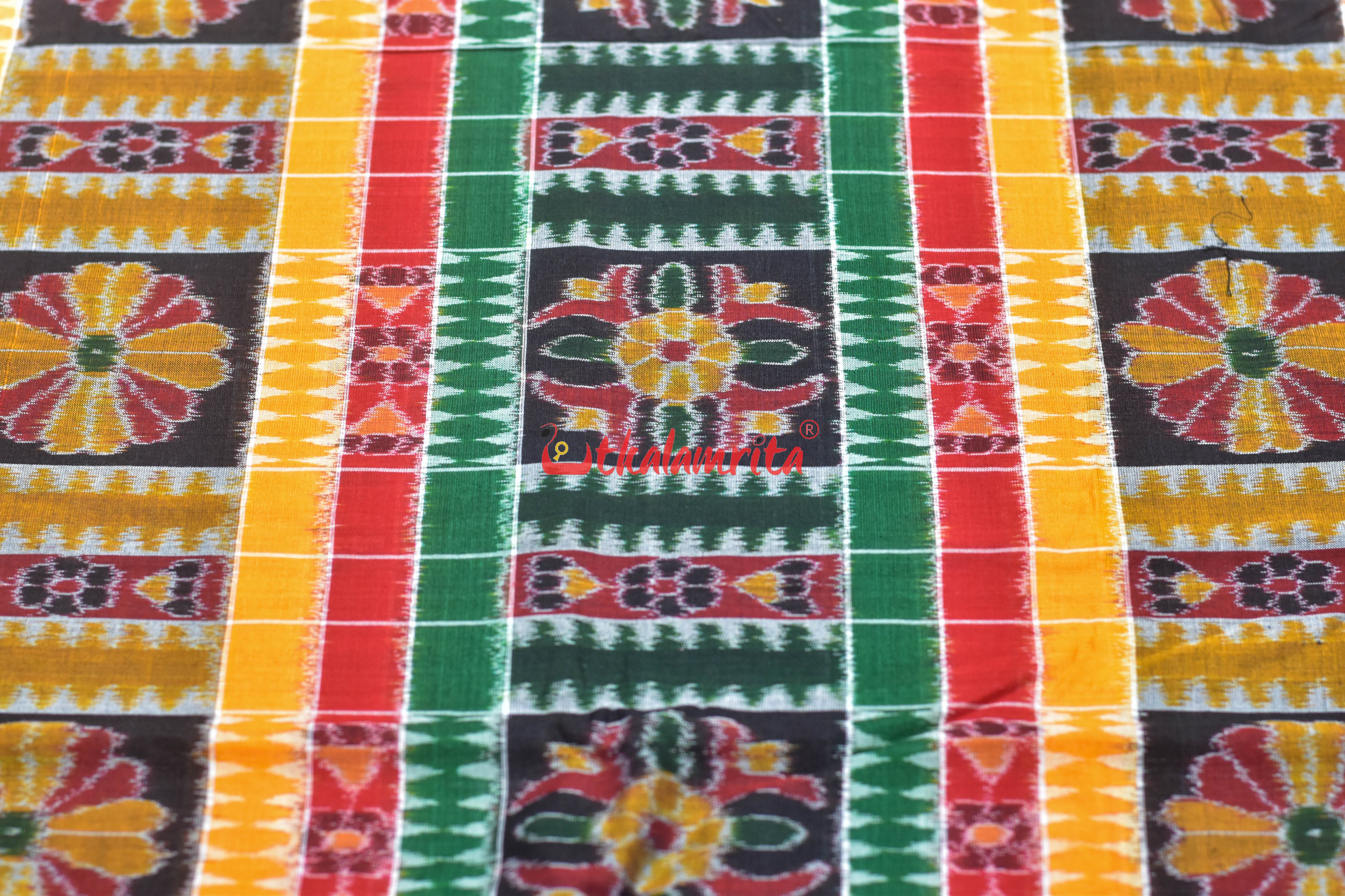 Green Red Flower Utkala Lakhmi Cotton (Fabric)