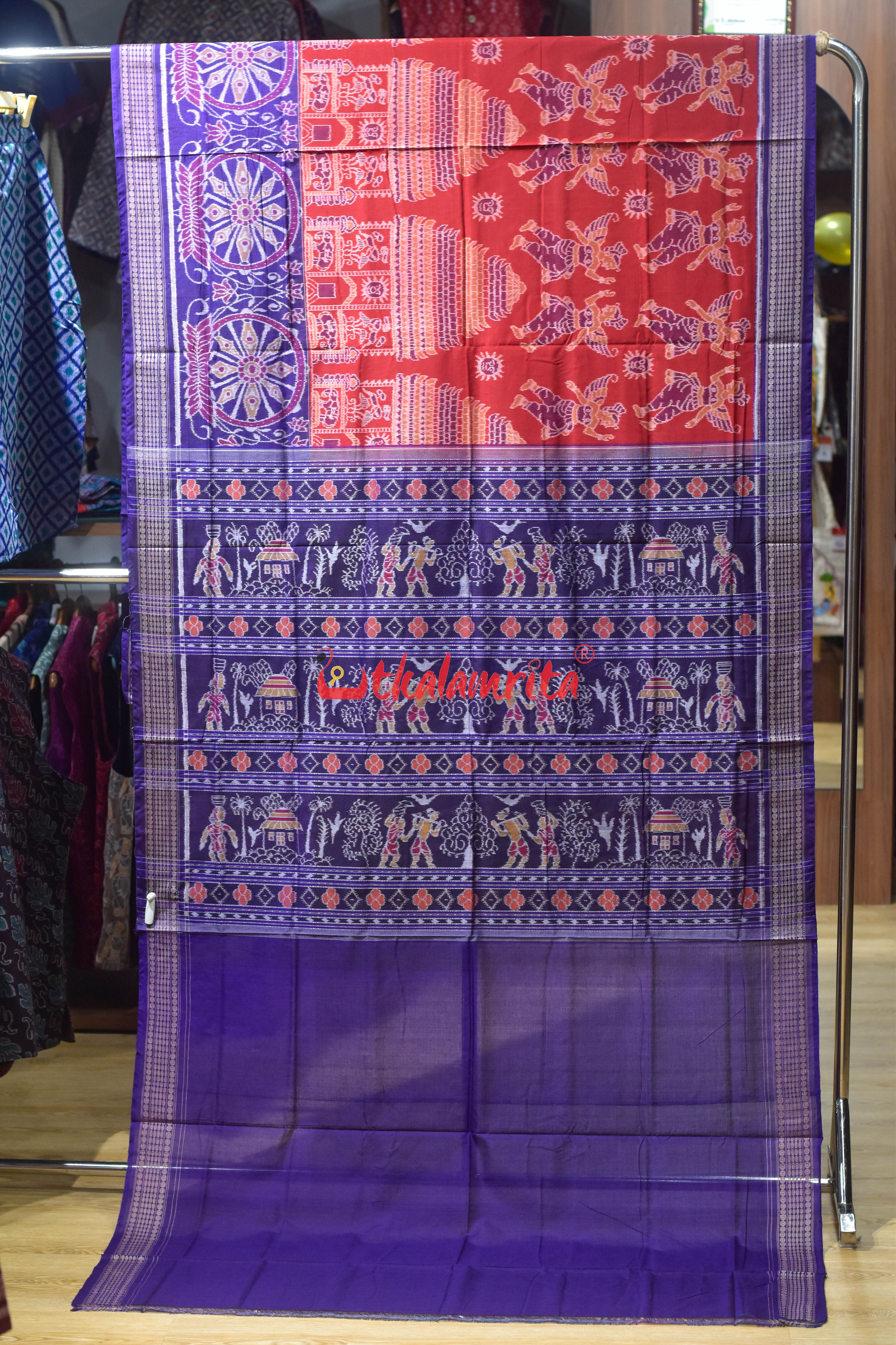 Red Konark with Nartaki Sambalpuri Cotton Saree