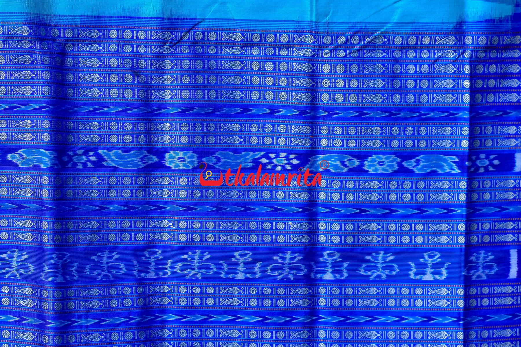 Tribal Blue With Deep Blue Sambalpuri Silk