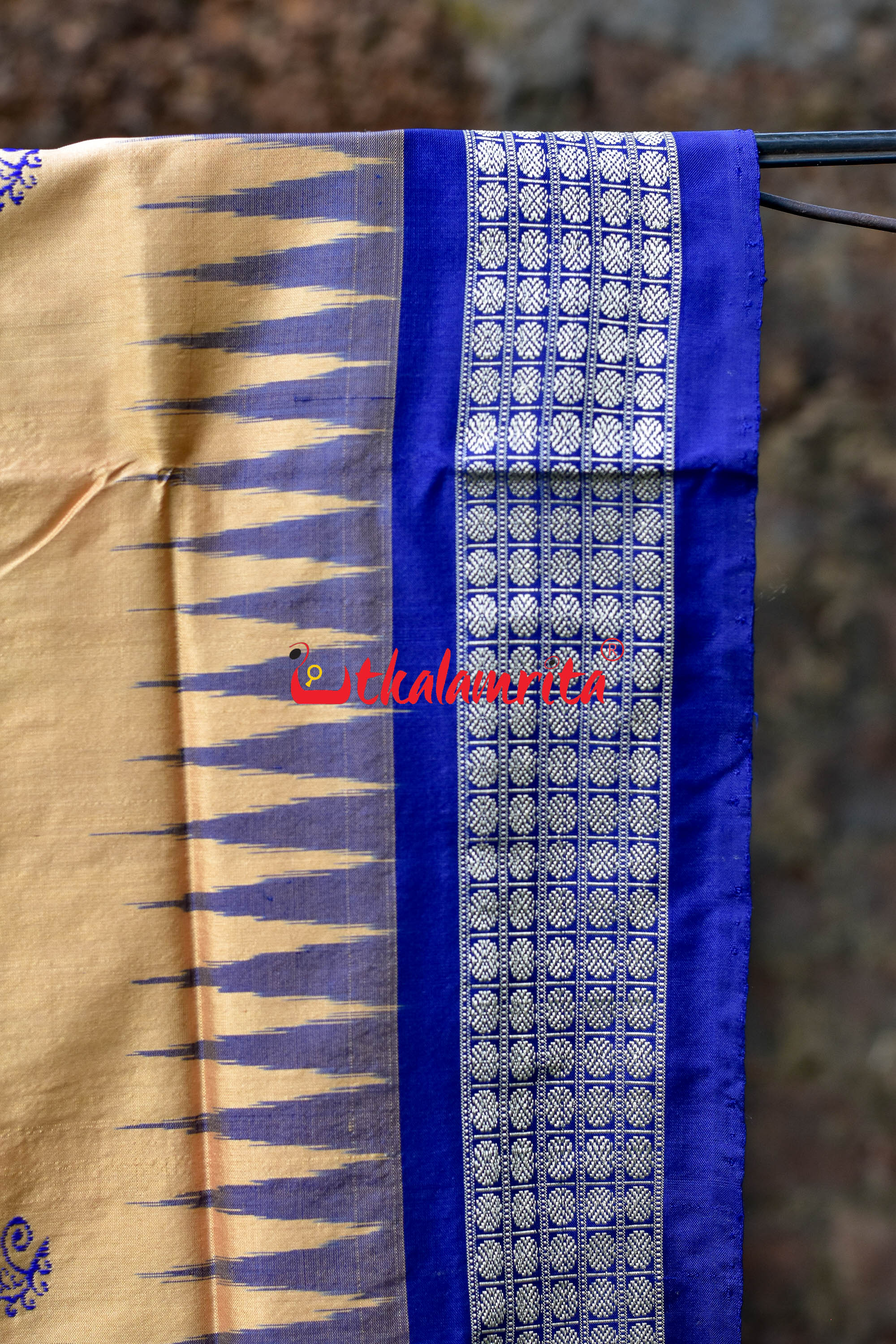 Chandan Blue Bomkai Silk Saree
