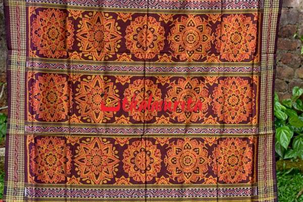Big Haathi Lions Dancers Orange Sambalpuri Cotton Saree