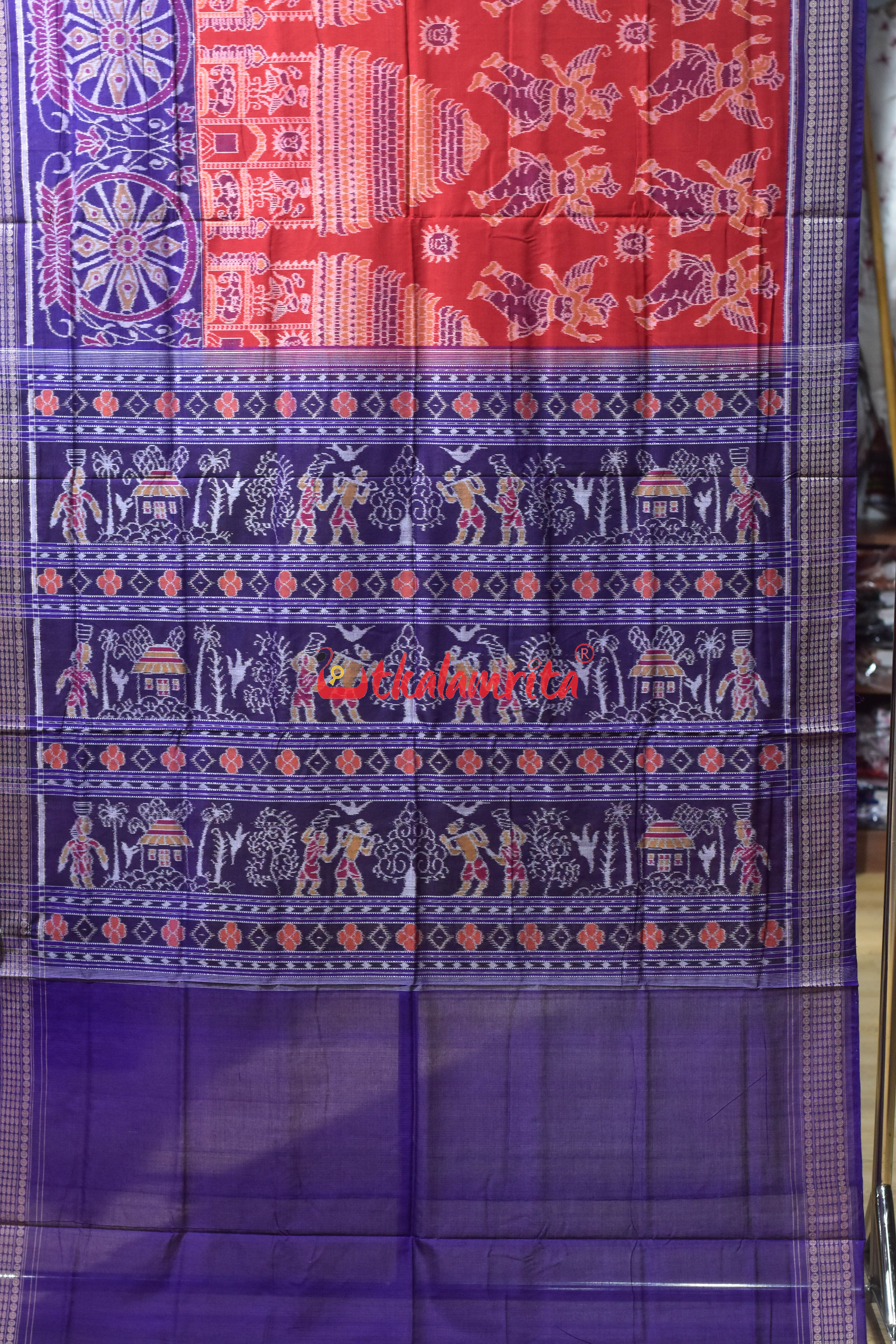 Red Konark with Nartaki Sambalpuri Cotton Saree