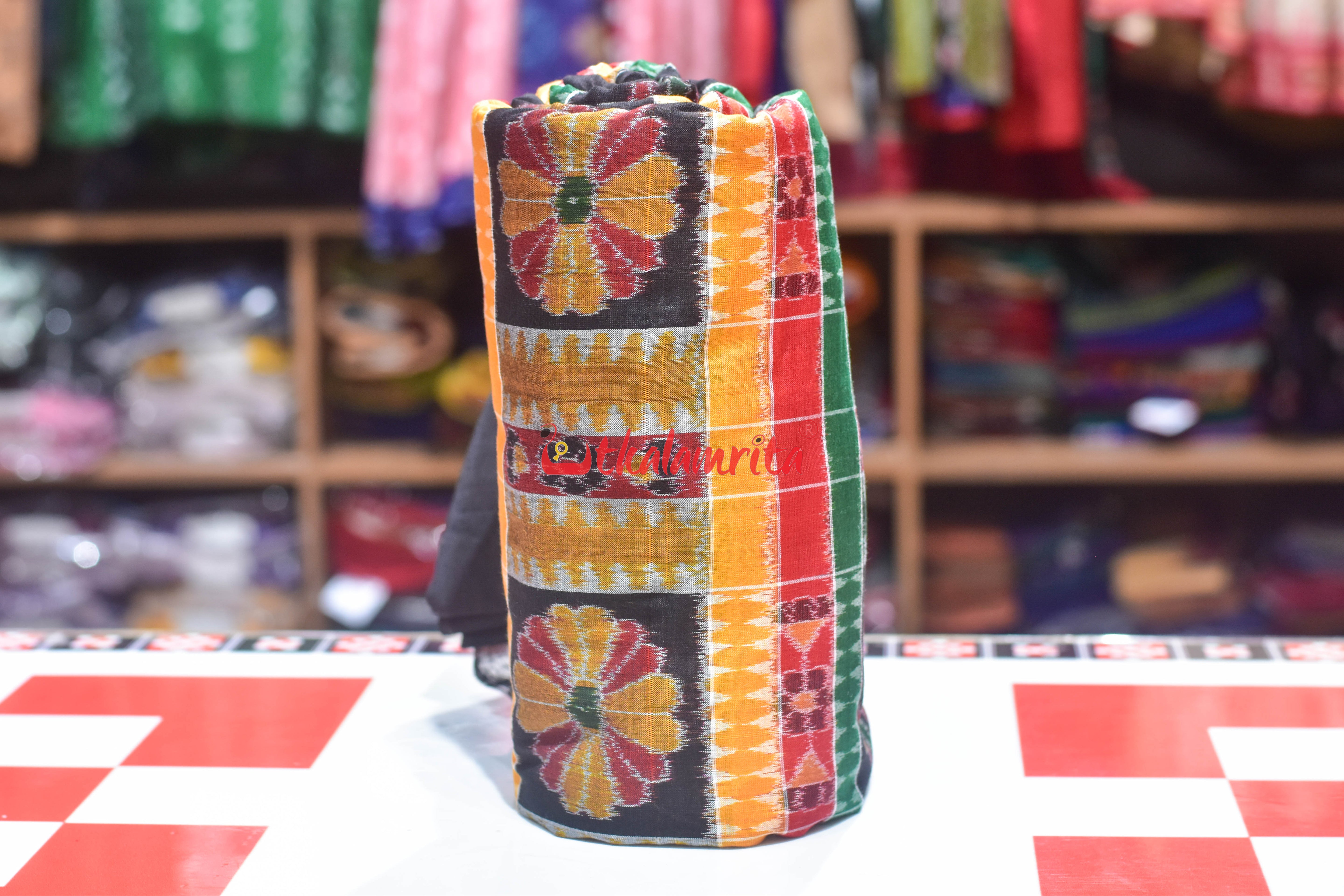 Green Red Flower Utkala Lakhmi Cotton (Fabric)