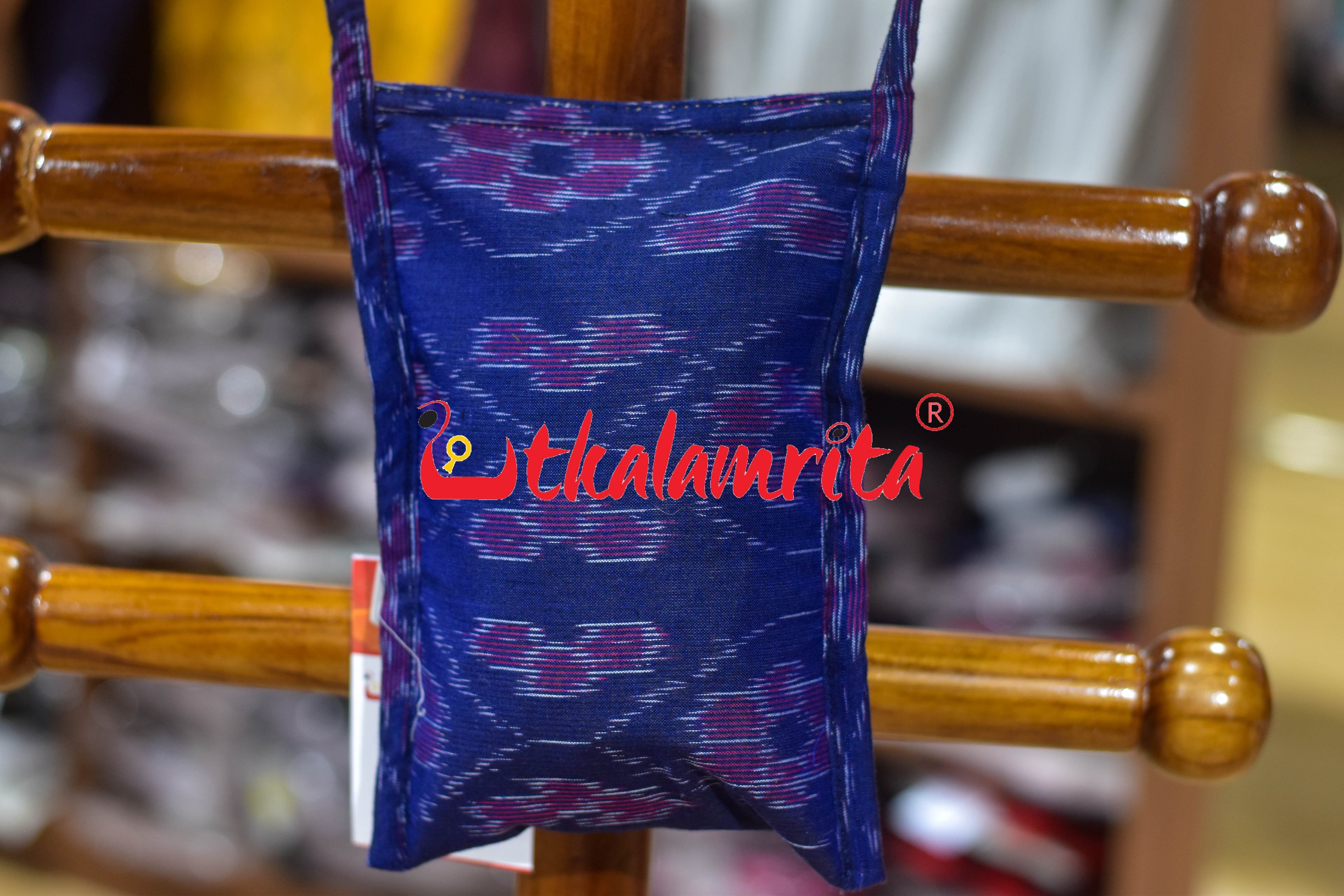 Deep Blue Wavy Flower Bandha Mobile Sling Bag