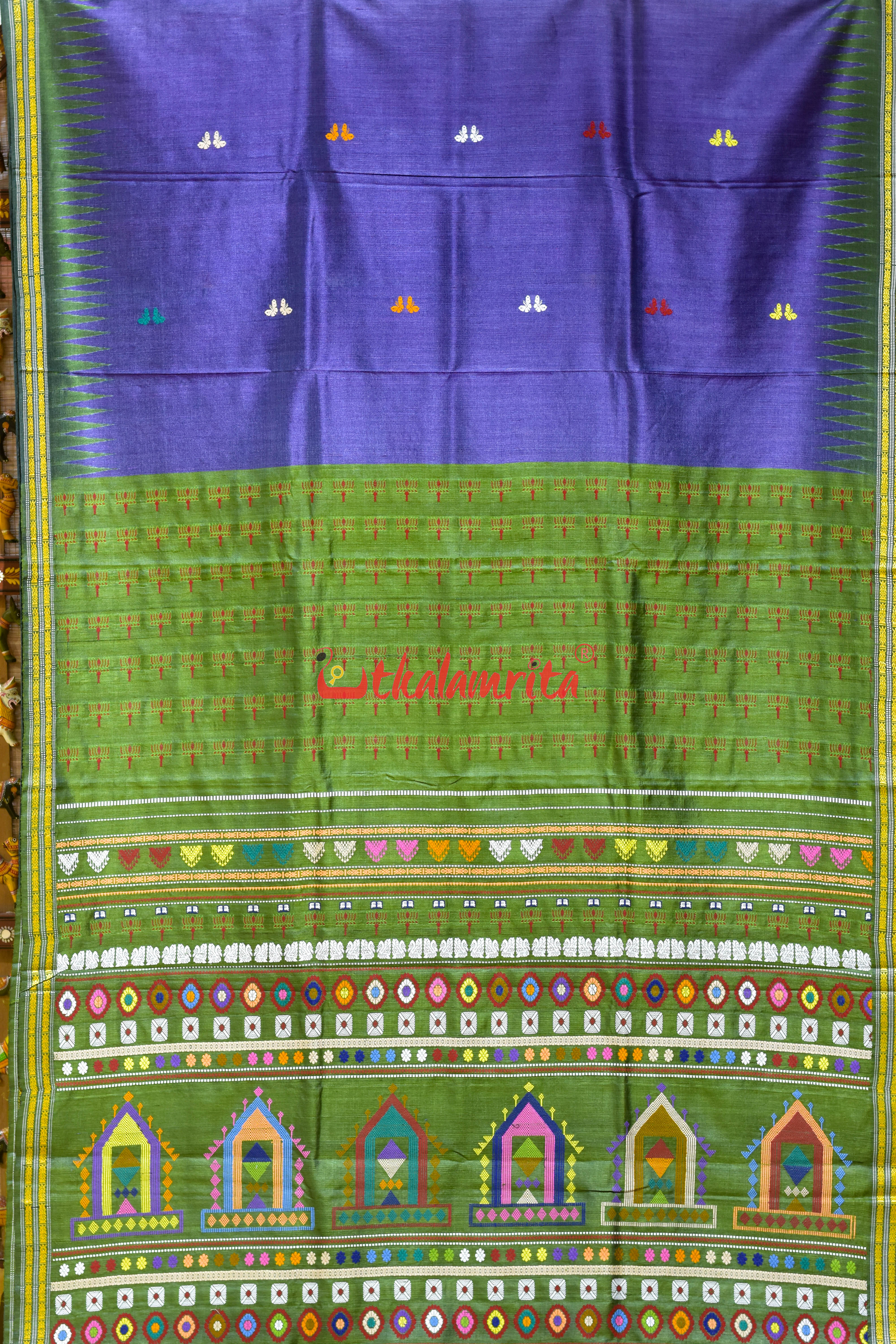 Multi Butterfly on Violet Dolabedi Gopalpur Tussar Silk Saree