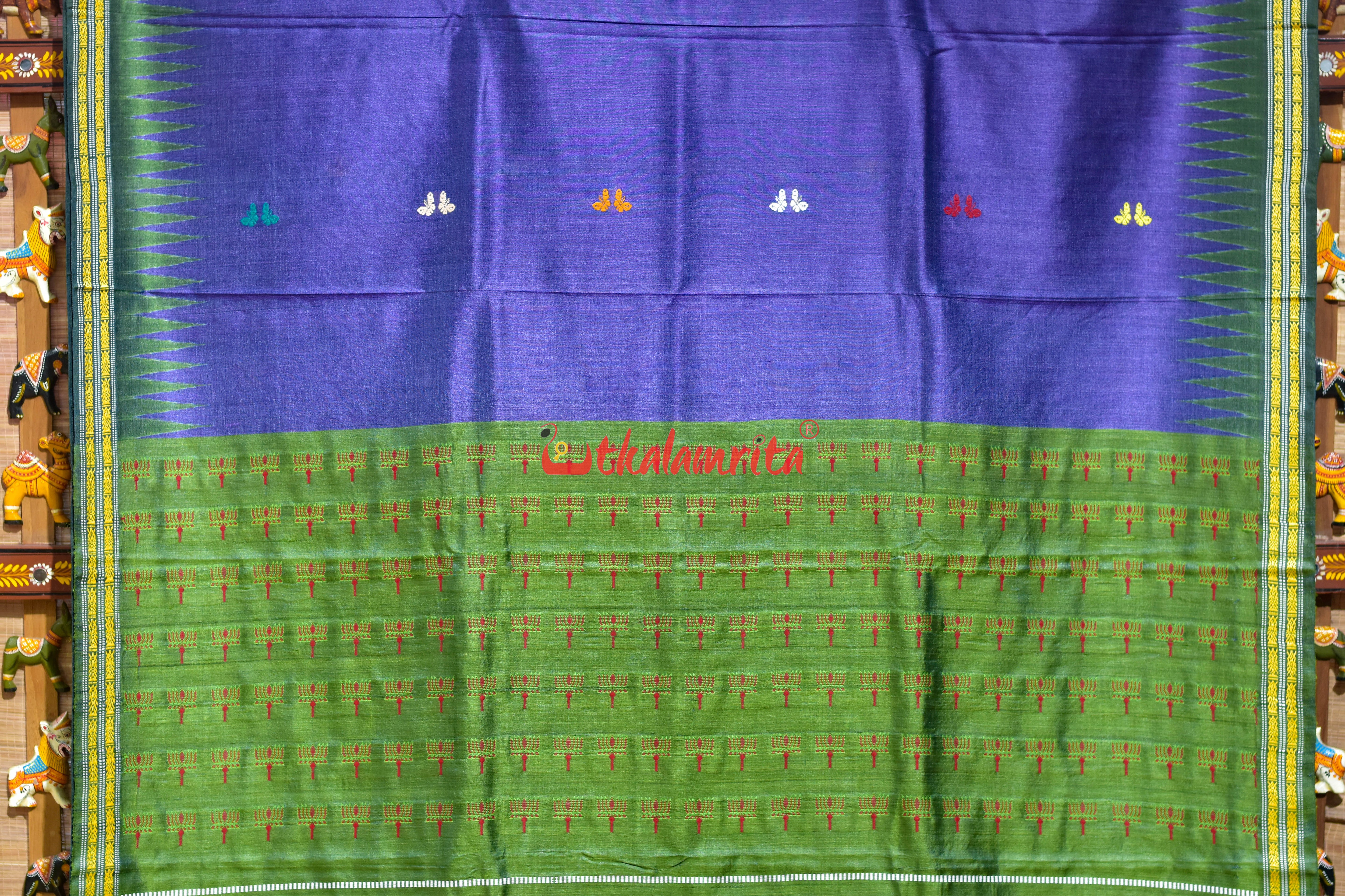 Multi Butterfly on Violet Dolabedi Gopalpur Tussar Silk Saree