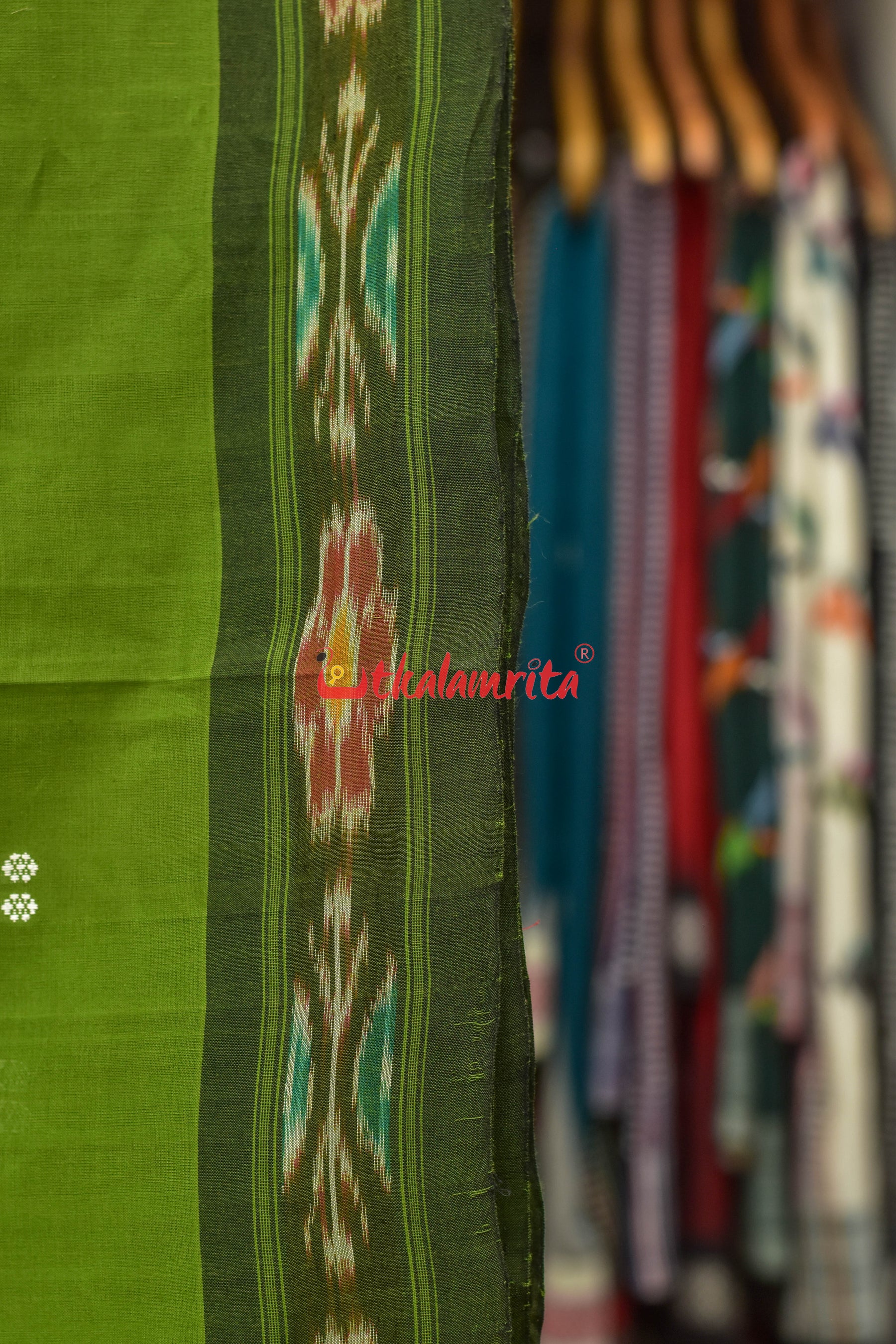 Mehndi Black Pittala Single Cotton Saree