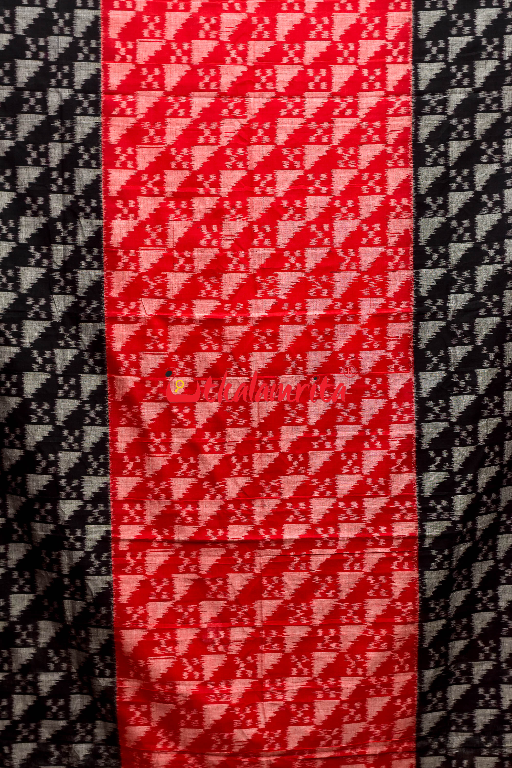 Red Black Scot Pasapali Tribal Anchal Khandua Cotton Saree