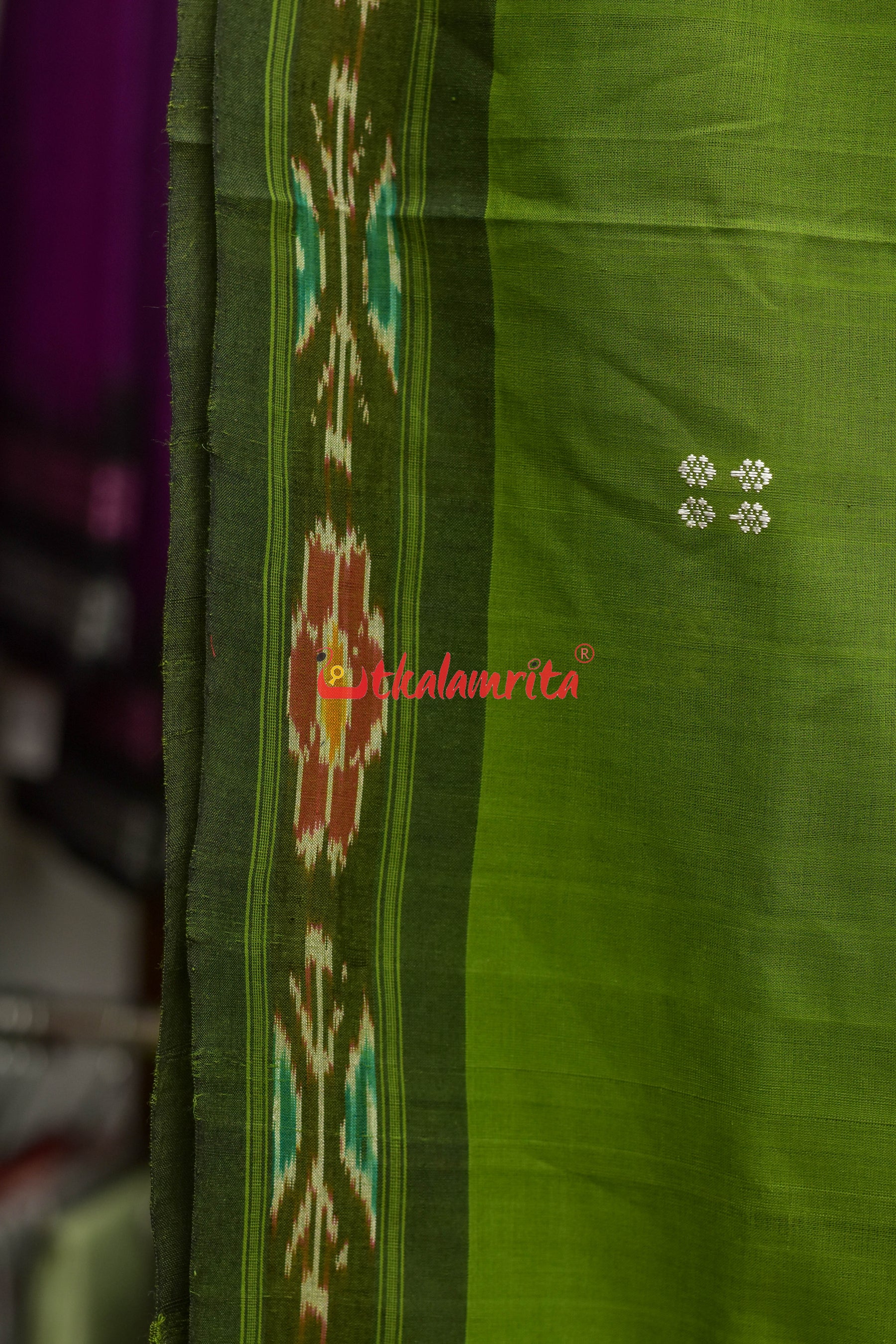 Mehndi Black Pittala Single Cotton Saree