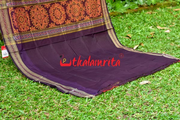 Big Haathi Lions Dancers Orange Sambalpuri Cotton Saree