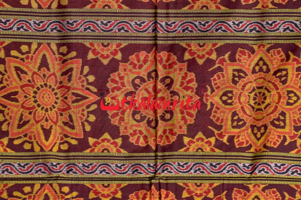 Big Haathi Lions Dancers Orange Sambalpuri Cotton Saree
