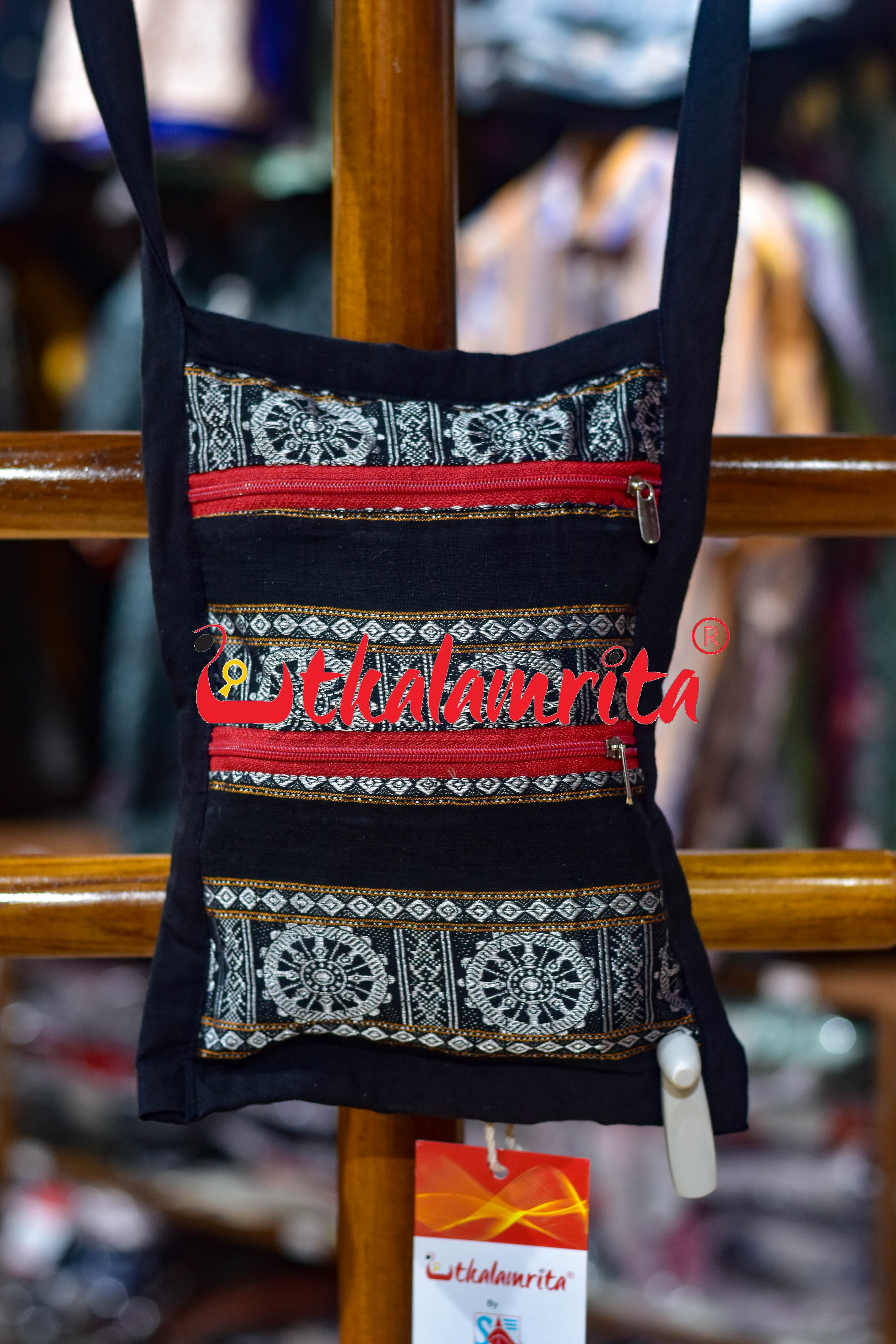 Black Konark Chakra Small Sling Bag