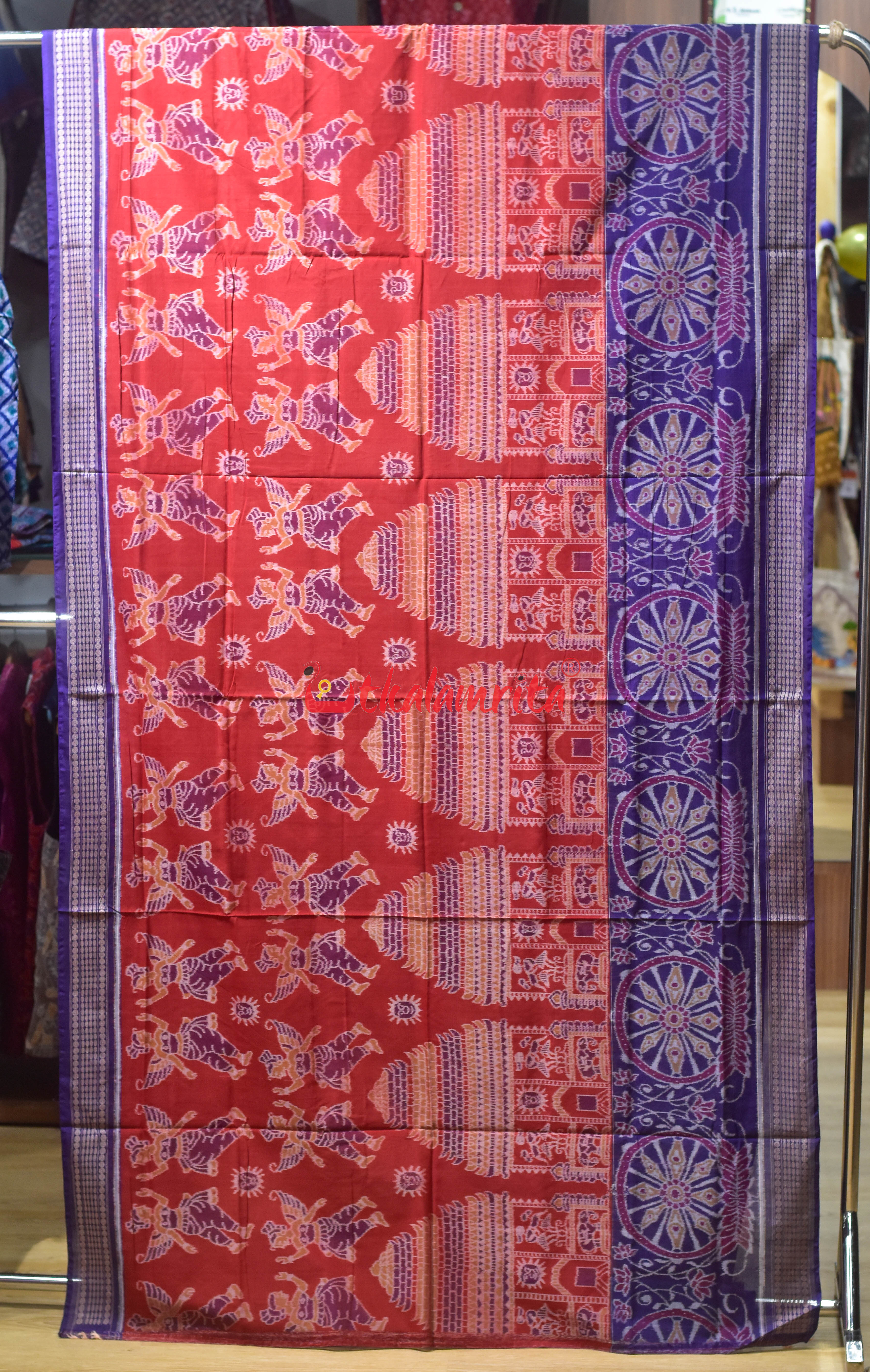 Red Konark with Nartaki Sambalpuri Cotton Saree