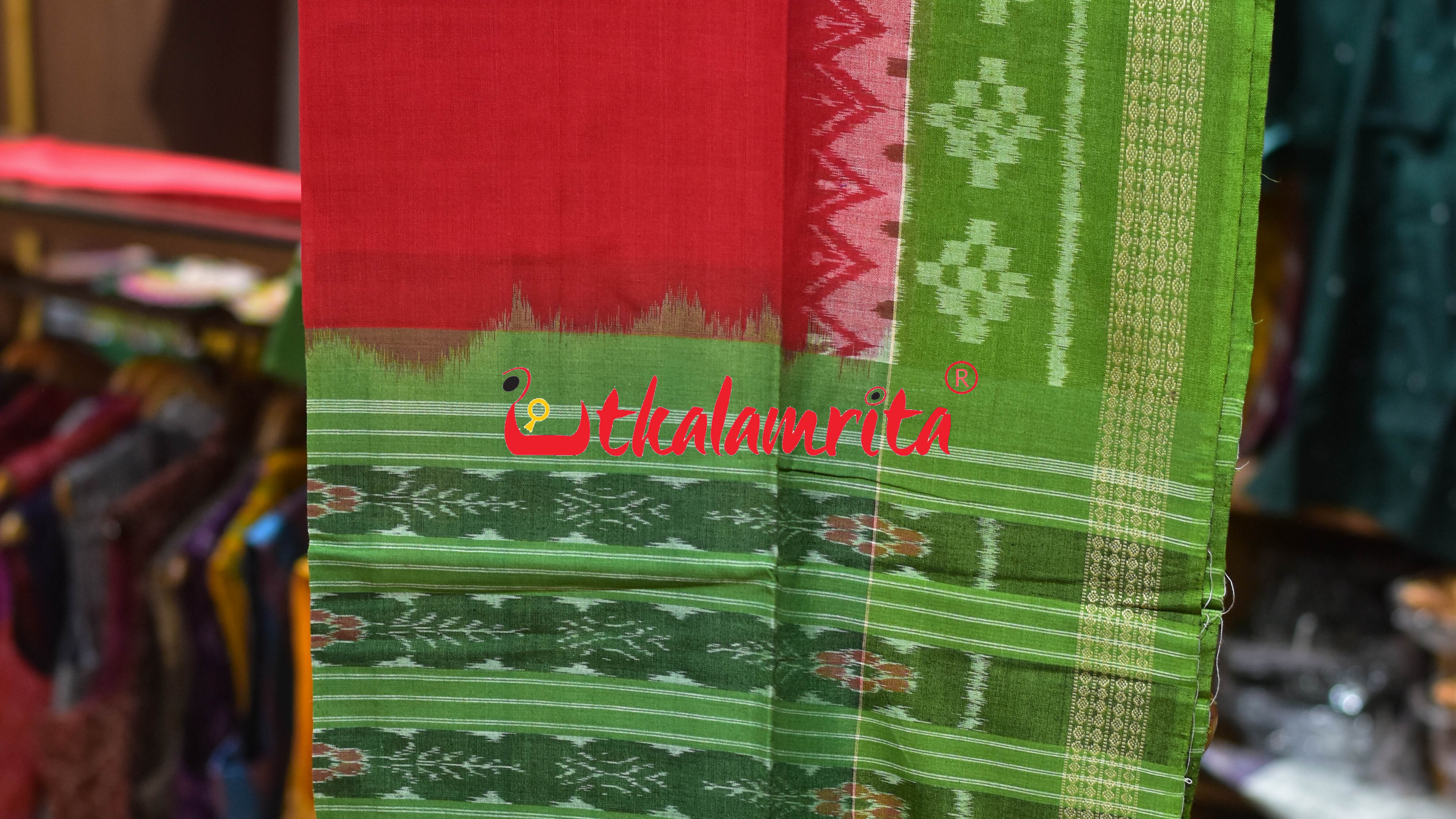 Green Red Fish Design Cotton Dress Set