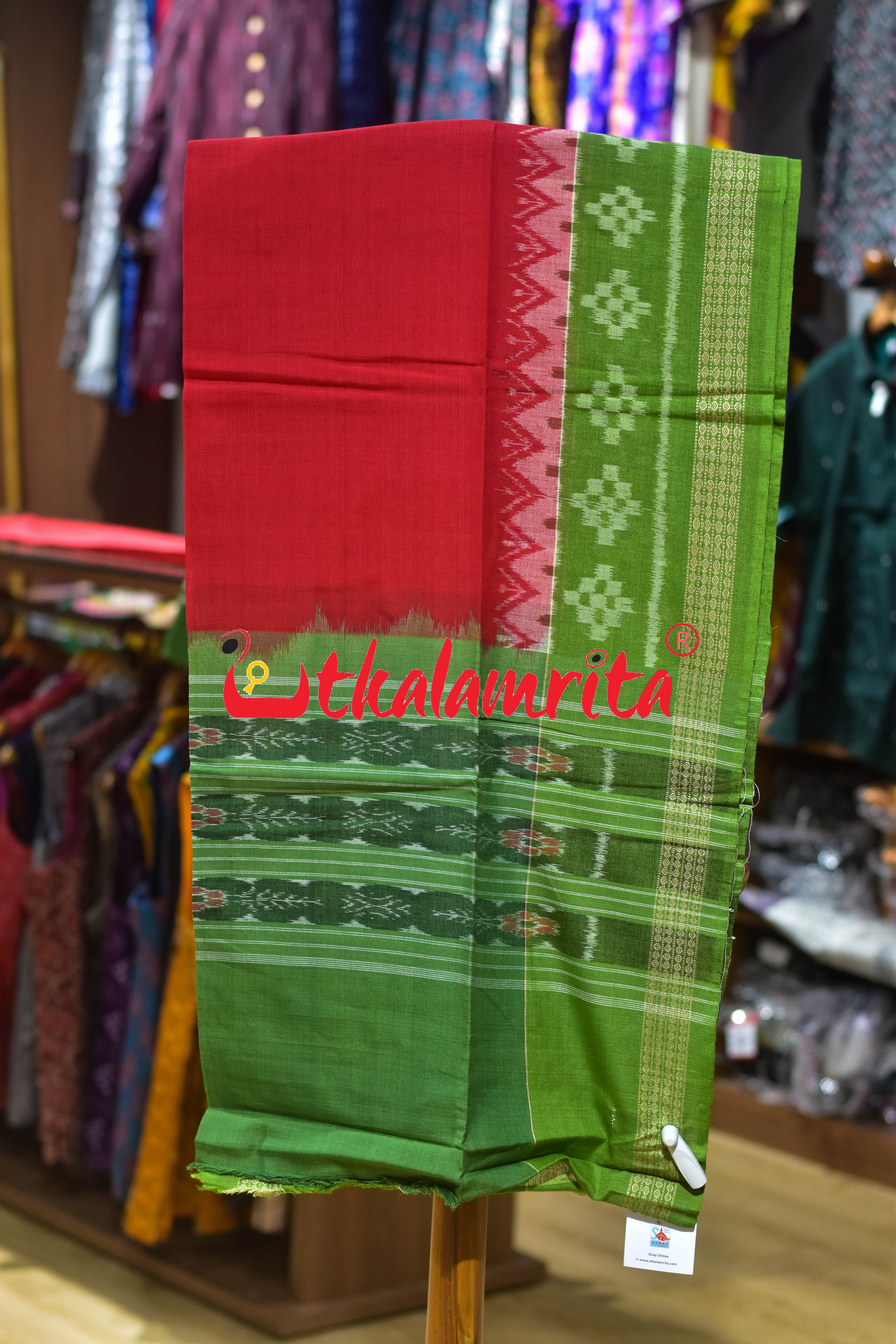 Green Red Fish Design Cotton Dress Set