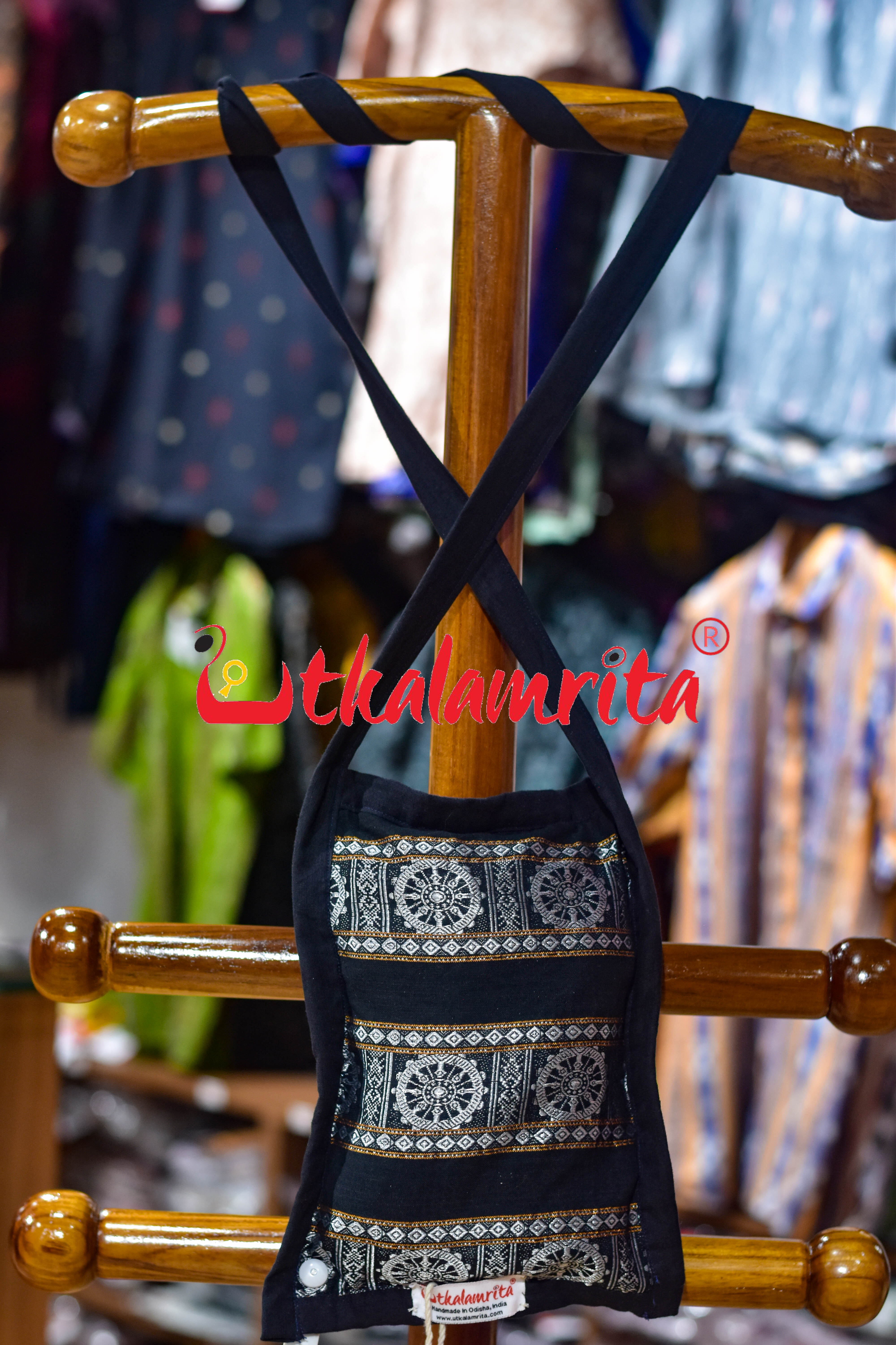 Black Konark Chakra Small Sling Bag