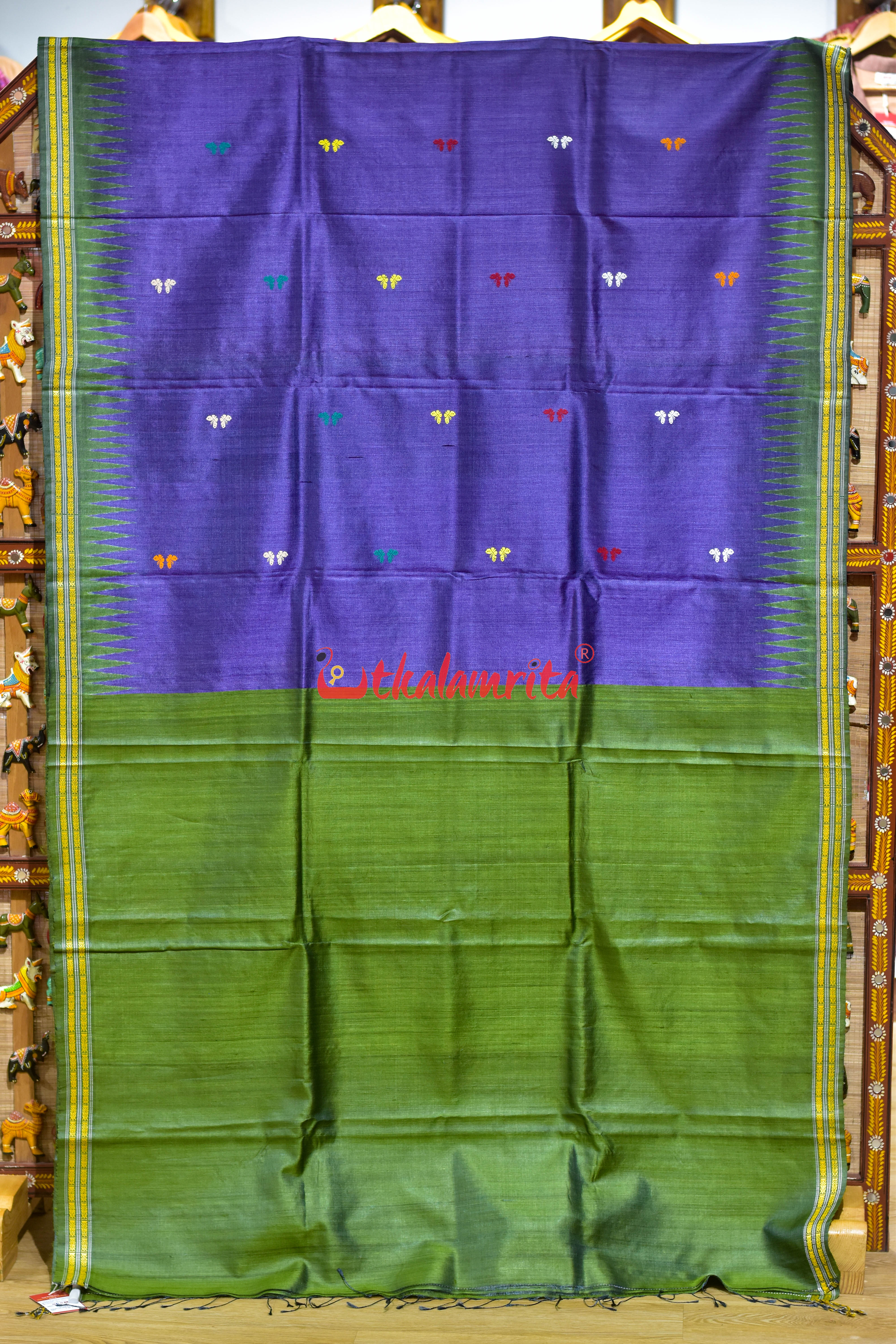 Multi Butterfly on Violet Dolabedi Gopalpur Tussar Silk Saree