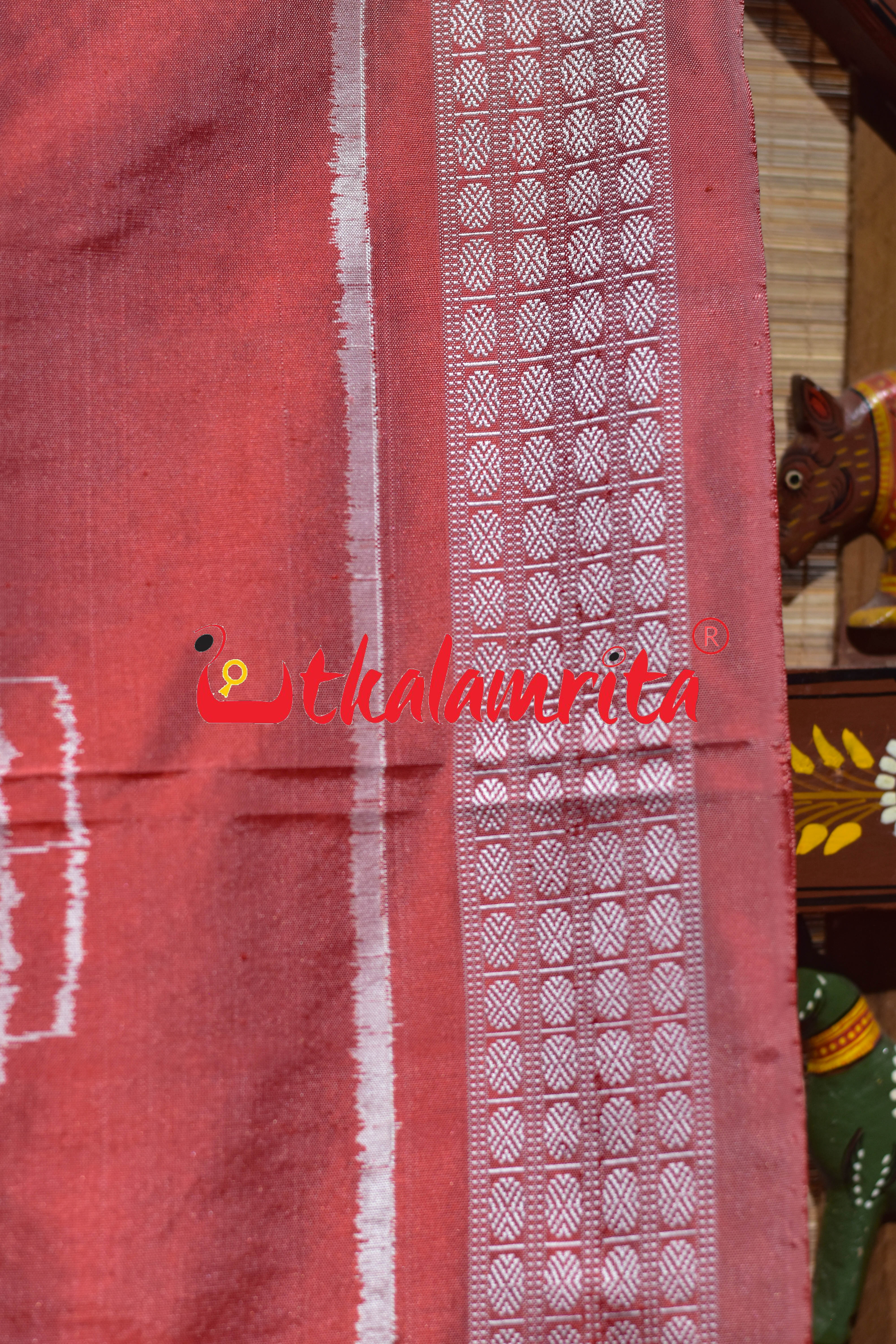 Peach Seven Wonders of the World Sambalpuri Silk Saree