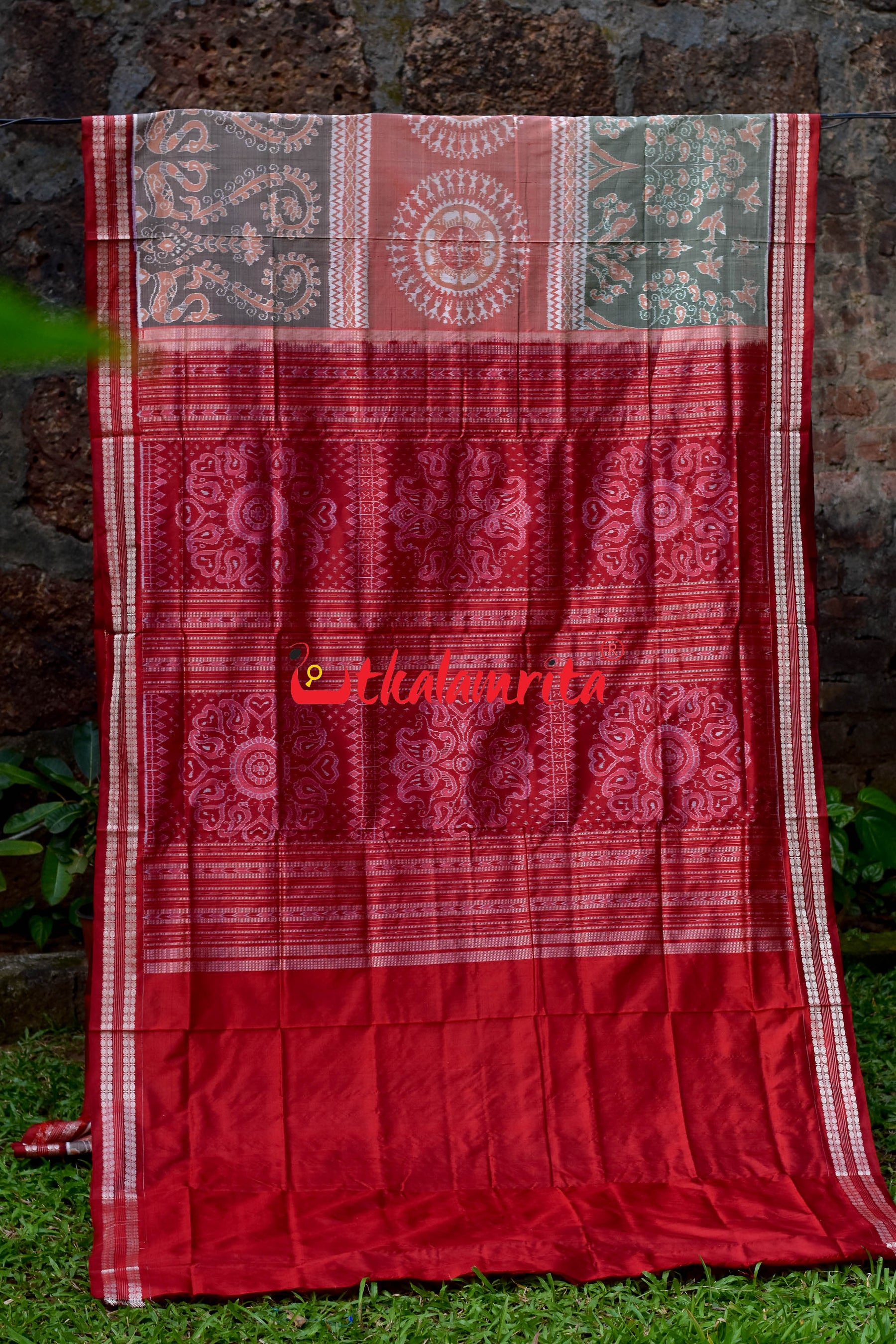 Peach 3D Tribals Sambalpuri Silk Saree