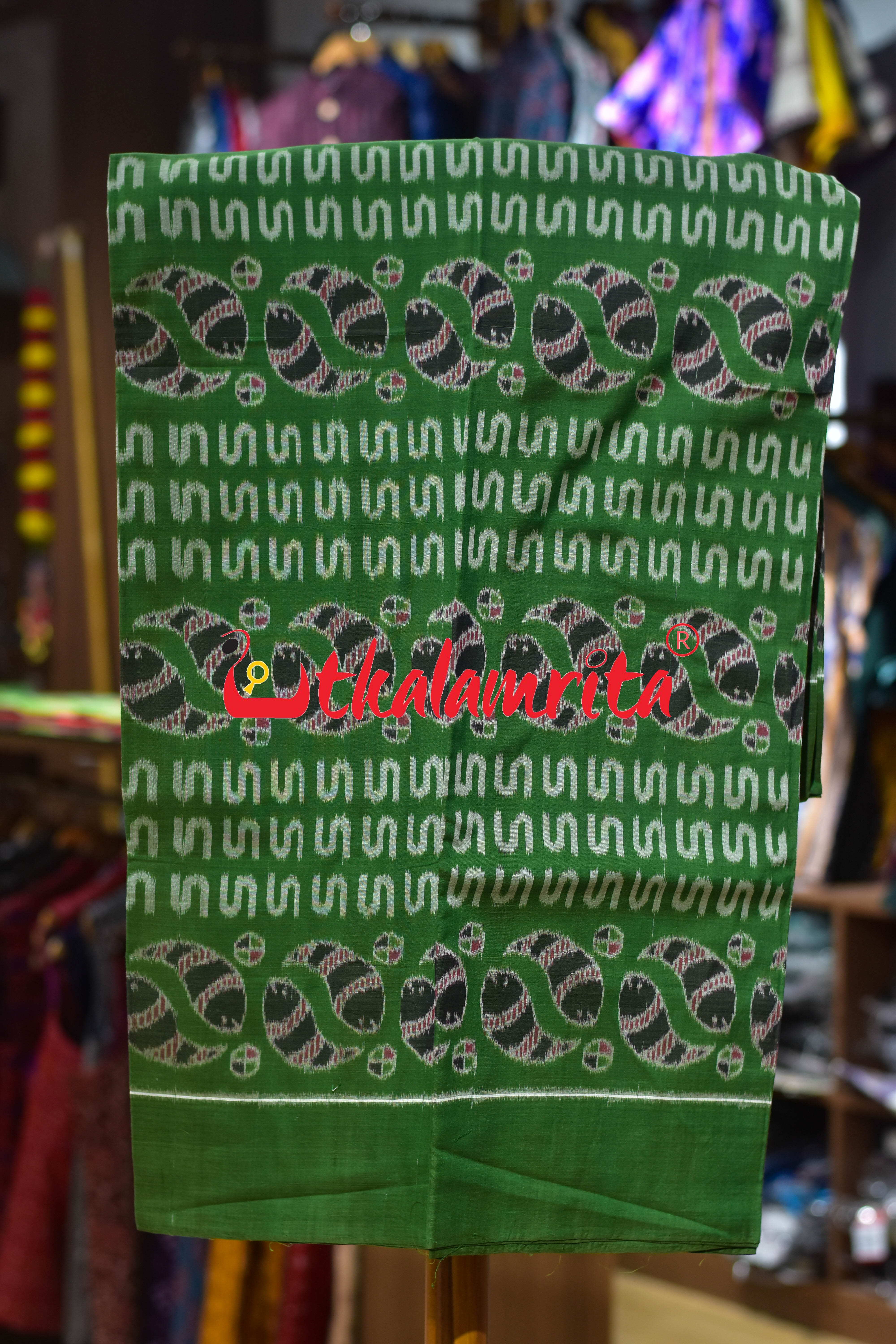 Green Red Fish Design Cotton Dress Set