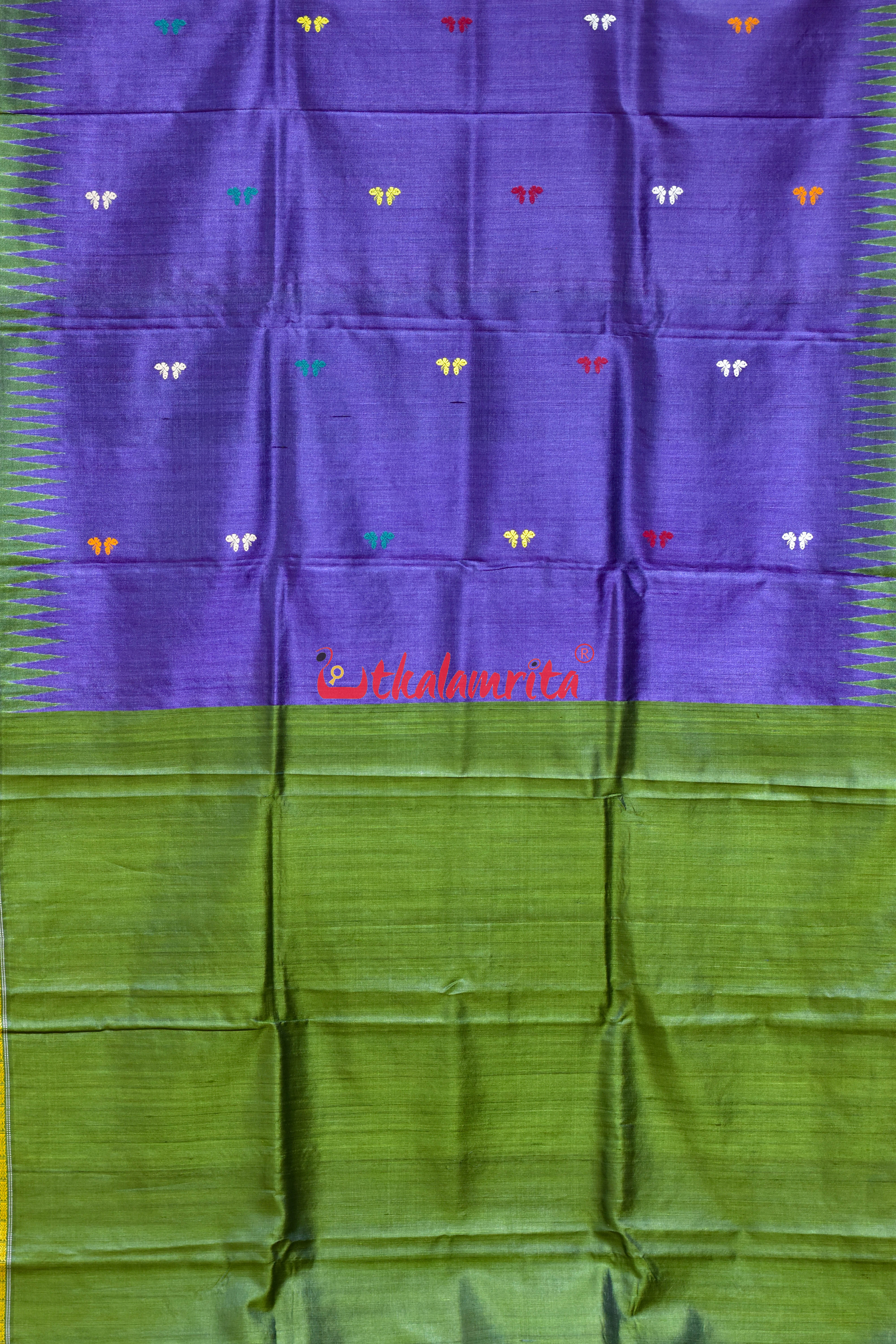 Multi Butterfly on Violet Dolabedi Gopalpur Tussar Silk Saree