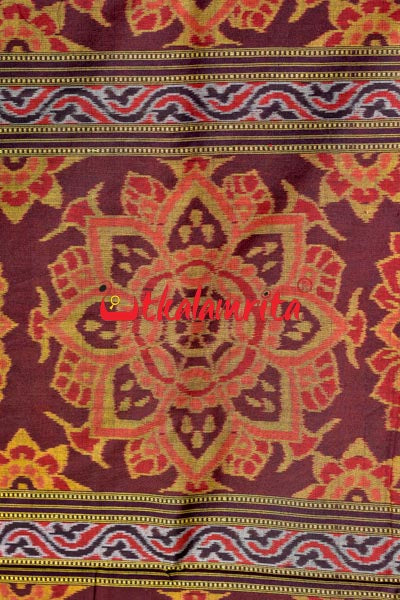 Big Haathi Lions Dancers Orange Sambalpuri Cotton Saree