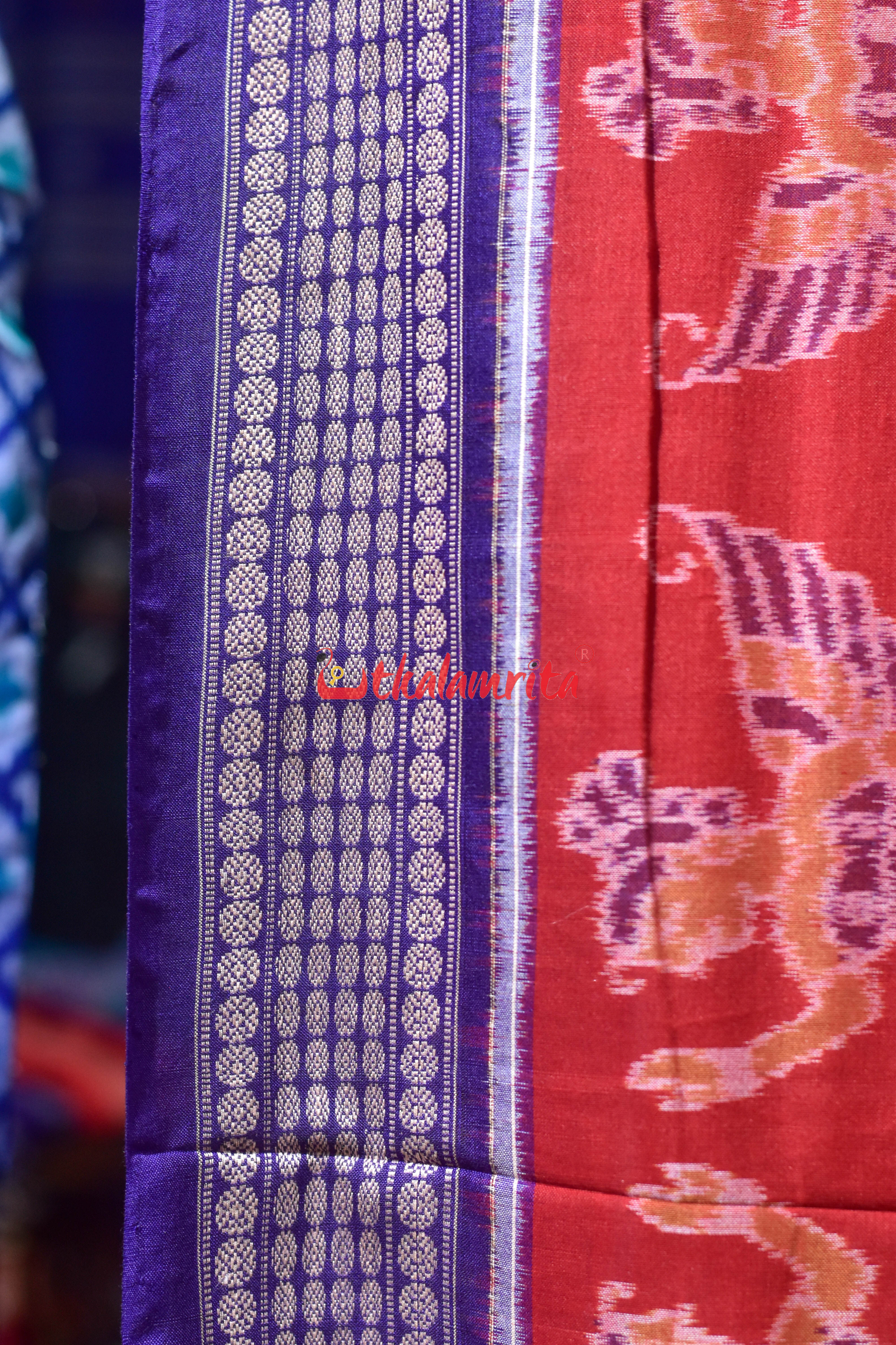 Red Konark with Nartaki Sambalpuri Cotton Saree