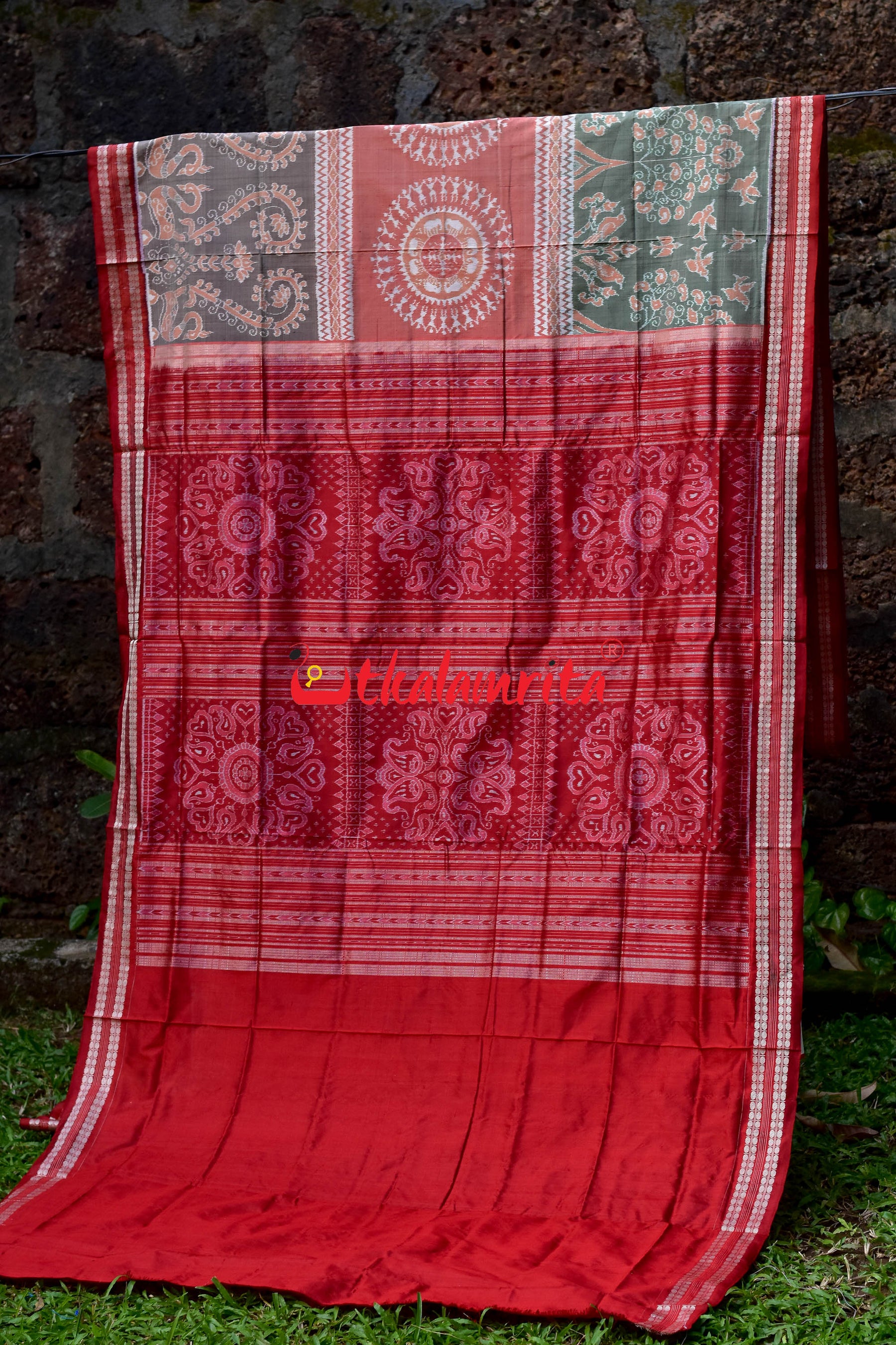 Peach 3D Tribals Sambalpuri Silk Saree