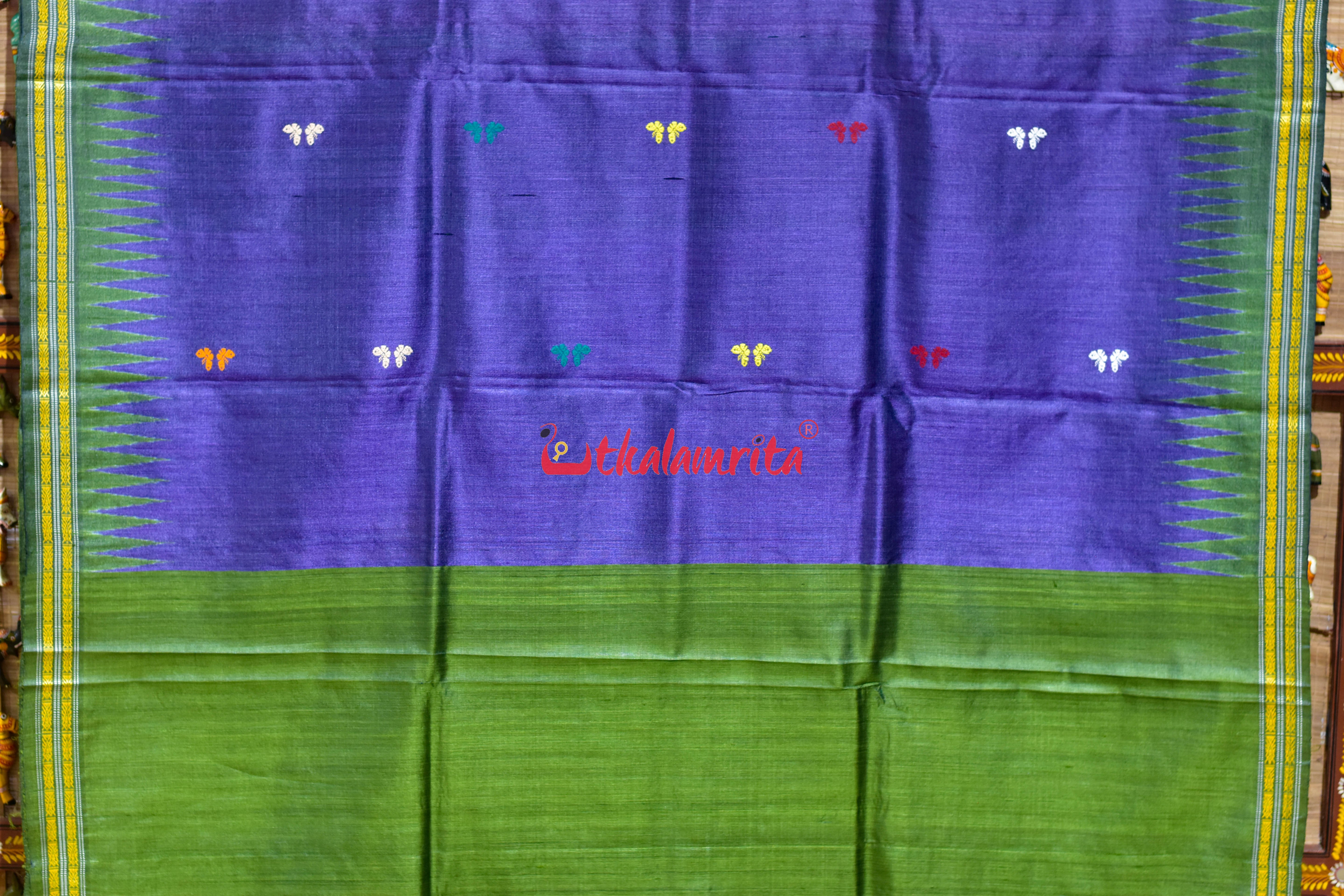 Multi Butterfly on Violet Dolabedi Gopalpur Tussar Silk Saree