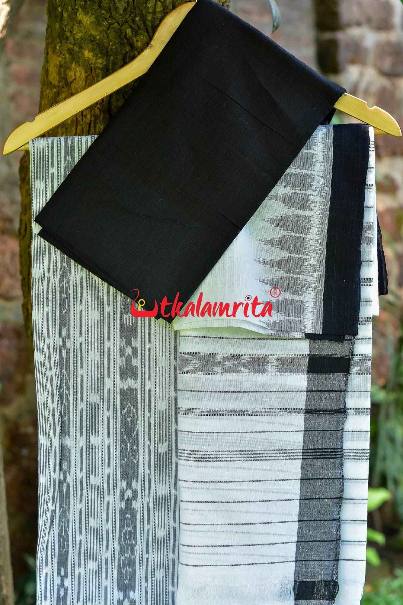 White Black Ikat Dress Set