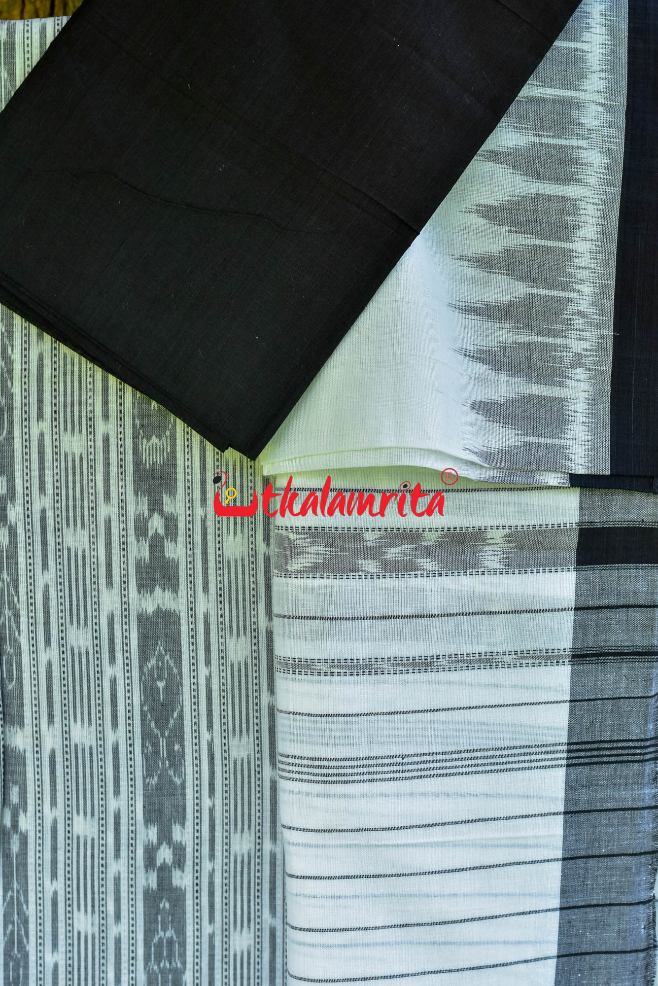 White Black Ikat Dress Set