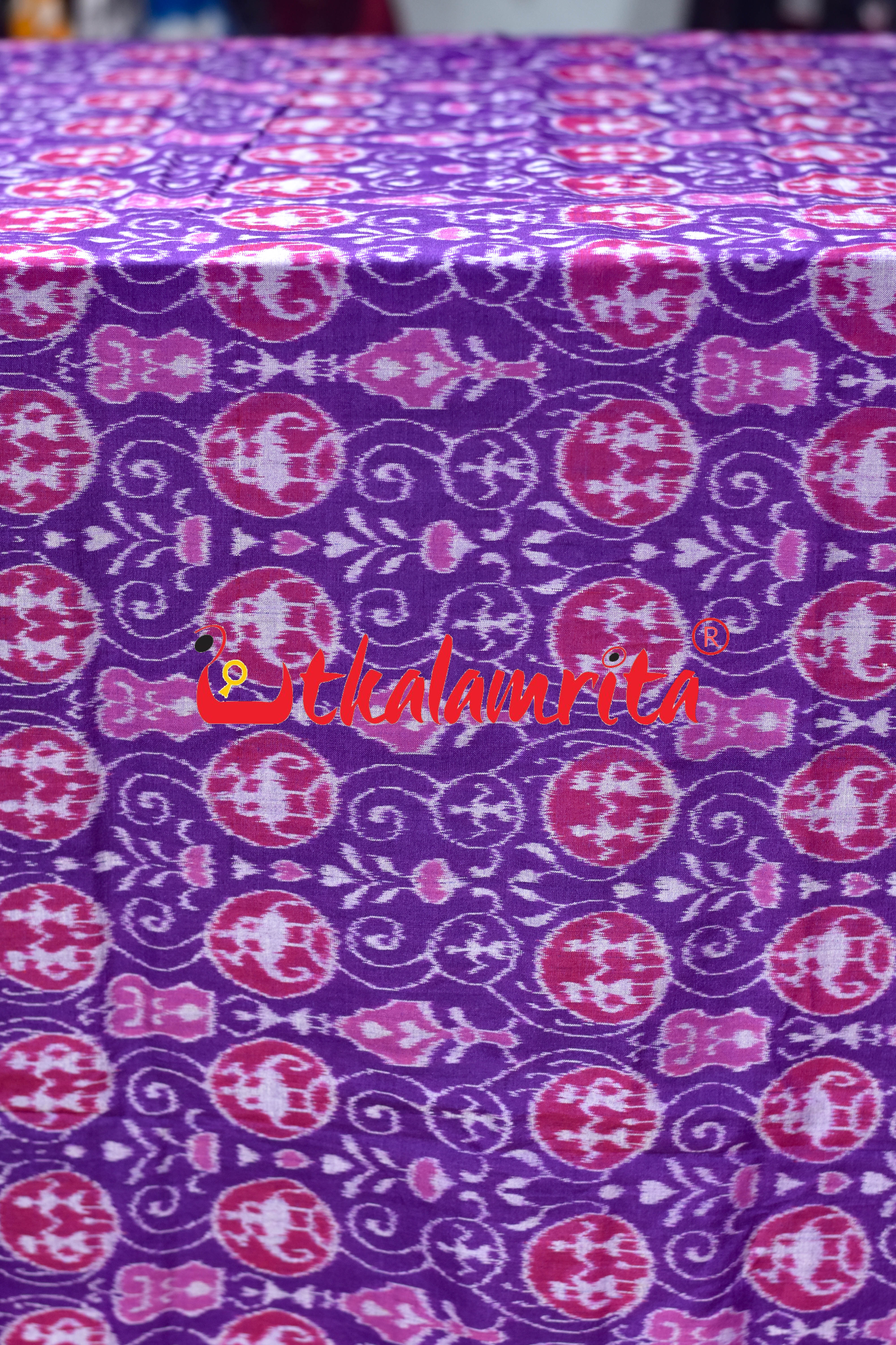 Purple Flower Tribals Sambalpuri Cotton (Fabric)