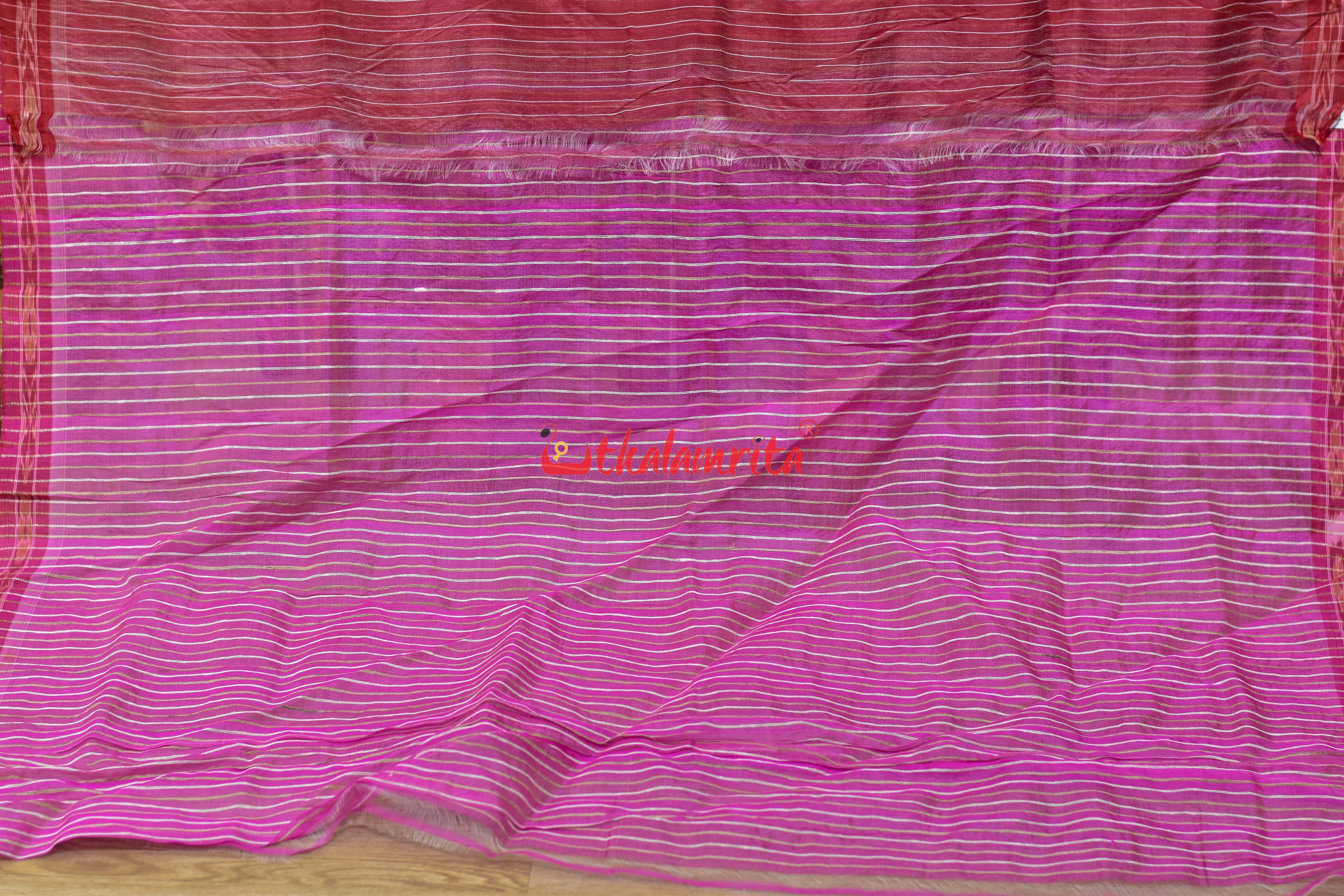 Pink Eri Mulberry Animal Anchal Khandua Silk Saree