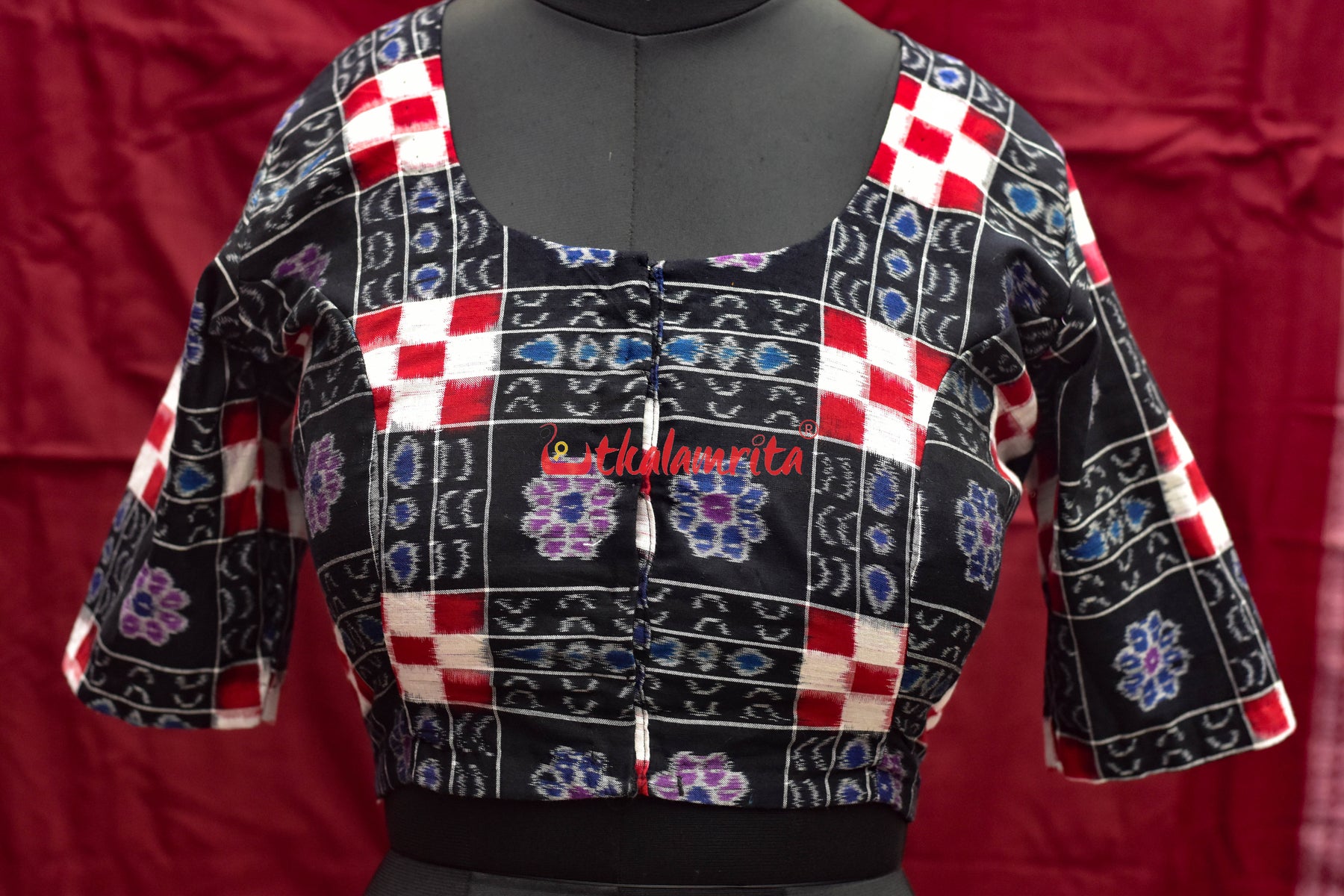 Black Flower Kothi Pasapali Cotton (Blouse)